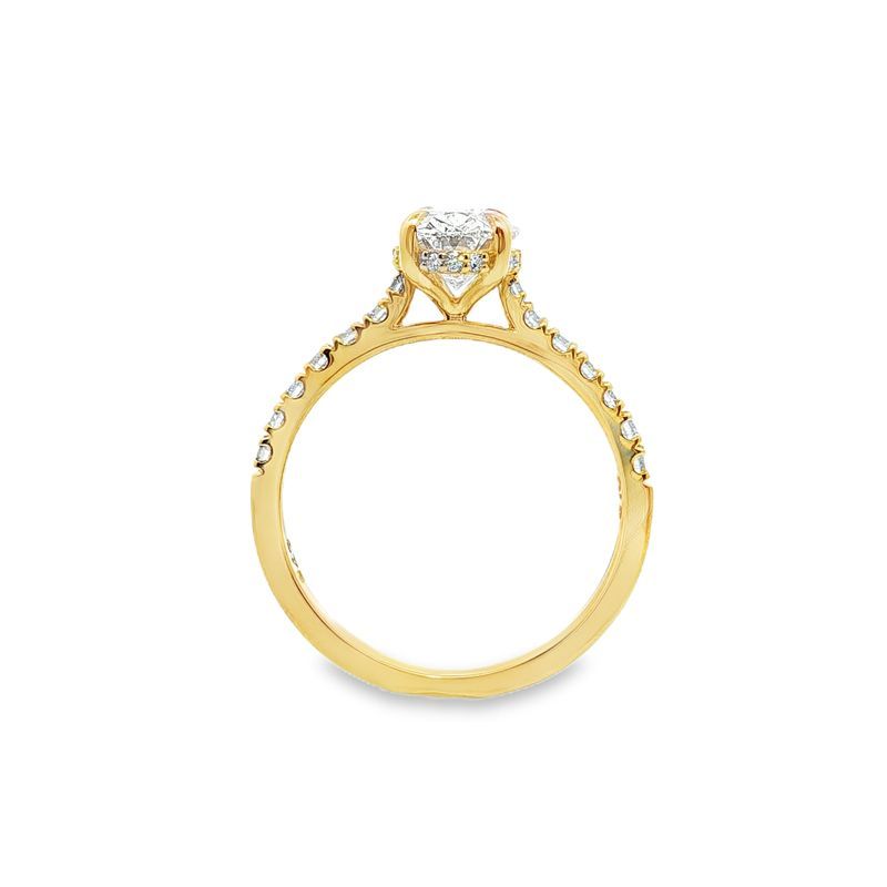 9ct Yellow Gold 1.51ct Oval Cut Claw Solitaire with Hidden Halo Engagement Ring