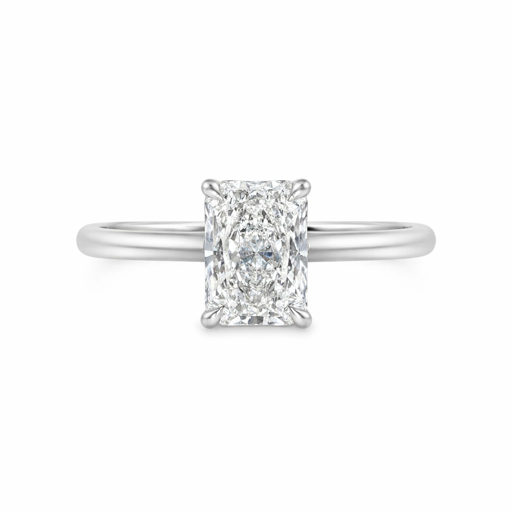 0.74ct Radiant-Cut Lab-Grown Diamond Solitaire Engagement Ring in 9ct White Gold