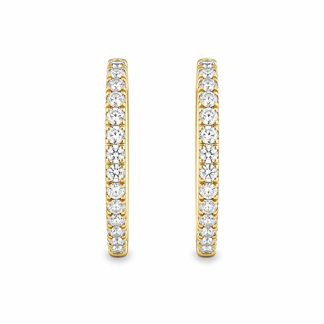 9ct Yellow Gold Claw Set Inside/Outside Lab Grown Diamond Hoop Earrings – 2.00ct TDW