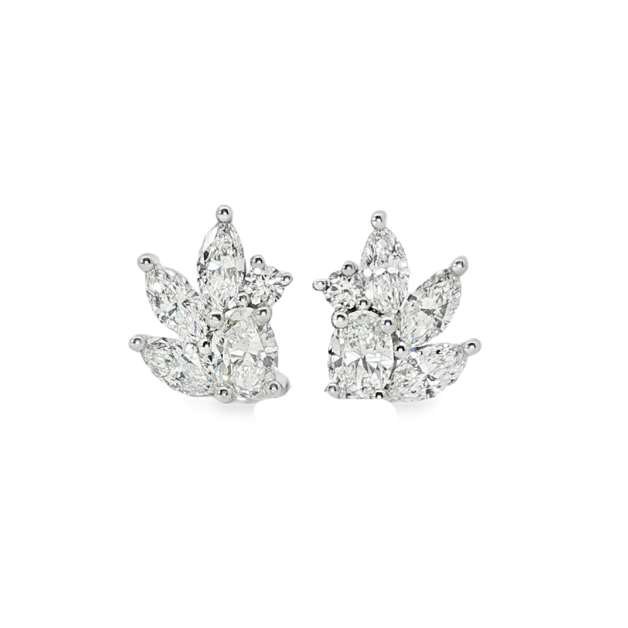 9ct White Gold Marquise, Round and Oval Cut Lab Grown Diamond Earrings – 1.15ct TDW