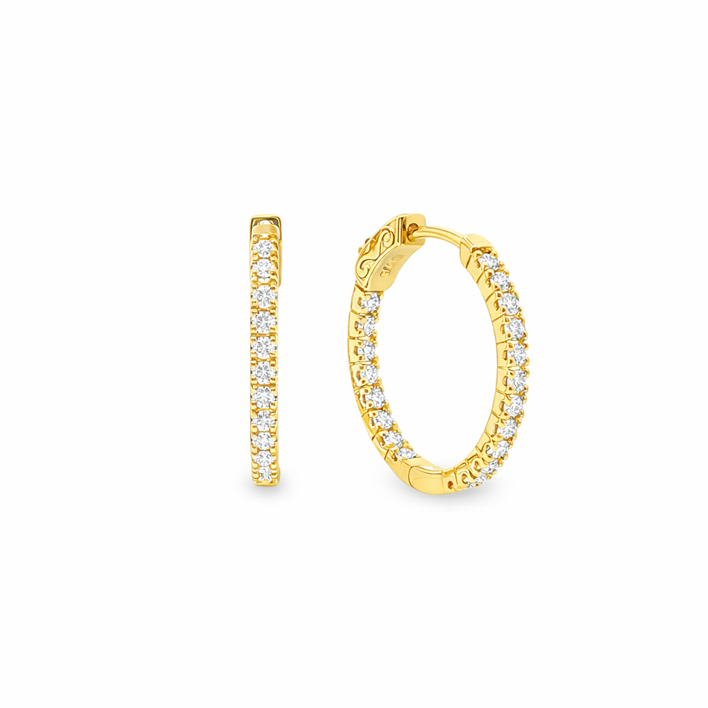 9ct Yellow Gold Inside/Outside Lab Grown Diamond Hoop Earrings – 0.50ct TDW