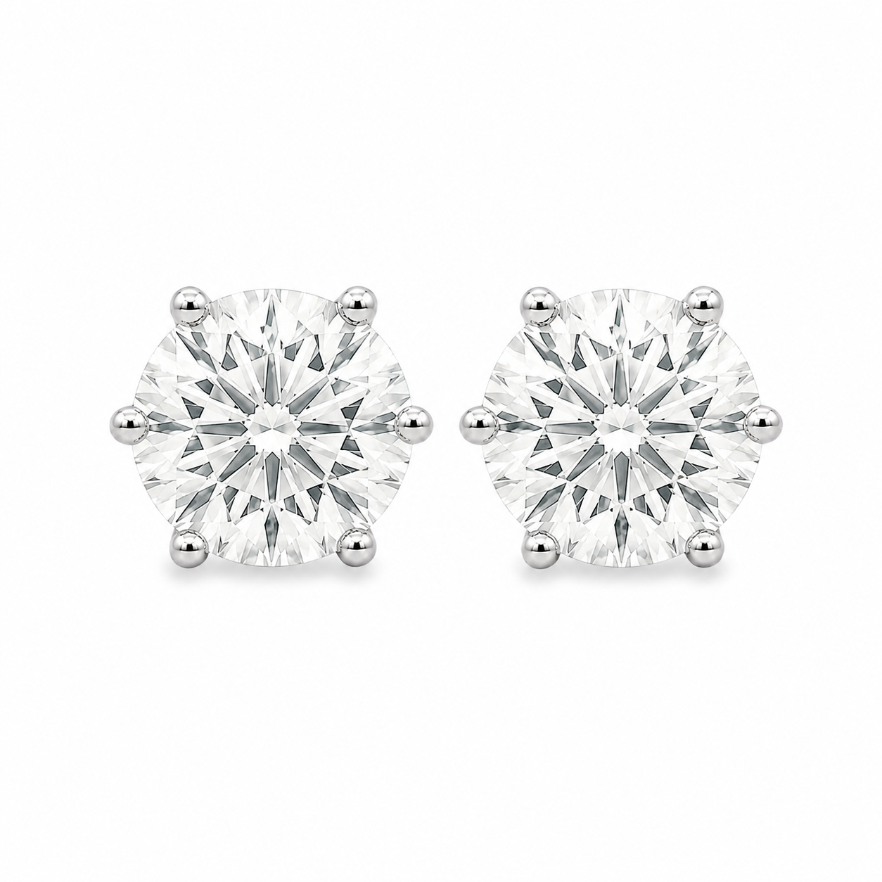 9ct White Gold Round Lab Grown Diamond Tulip Stud Earrings – 4.04ct TDW