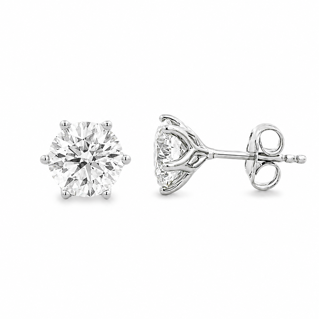9ct White Gold Round Lab Grown Diamond Tulip Stud Earrings – 4.04ct TDW
