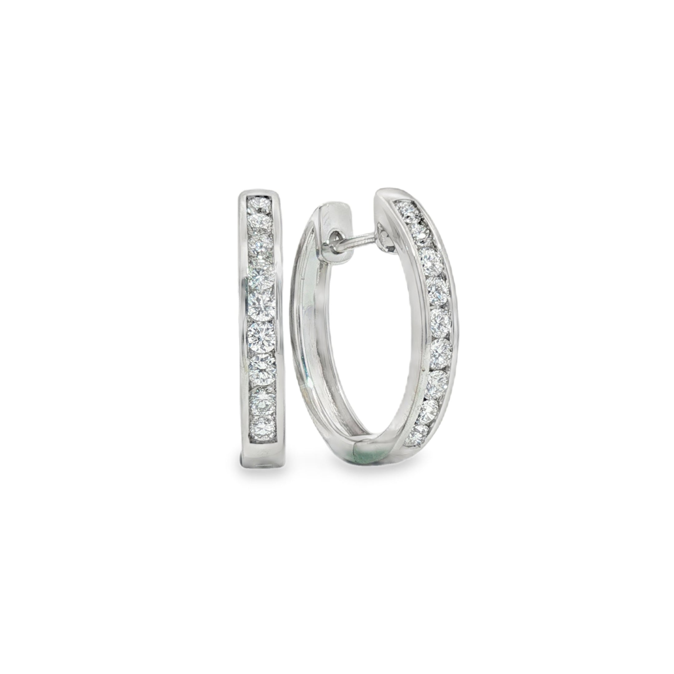 9ct WG Channel Set Lab Grown Diamond Hoop Earrings TDW of 18= 0.60ct F+ VS+