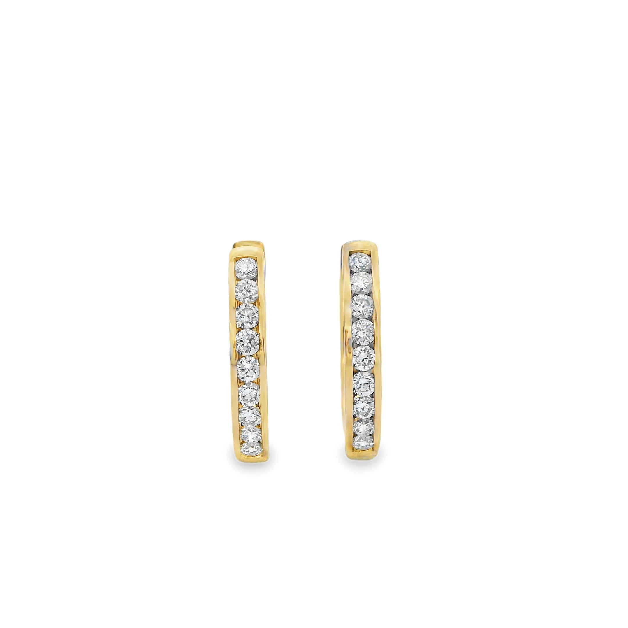 9ct Yellow Gold Channel Set Lab Grown Diamond Hoop Earrings - 0.60ct TDW