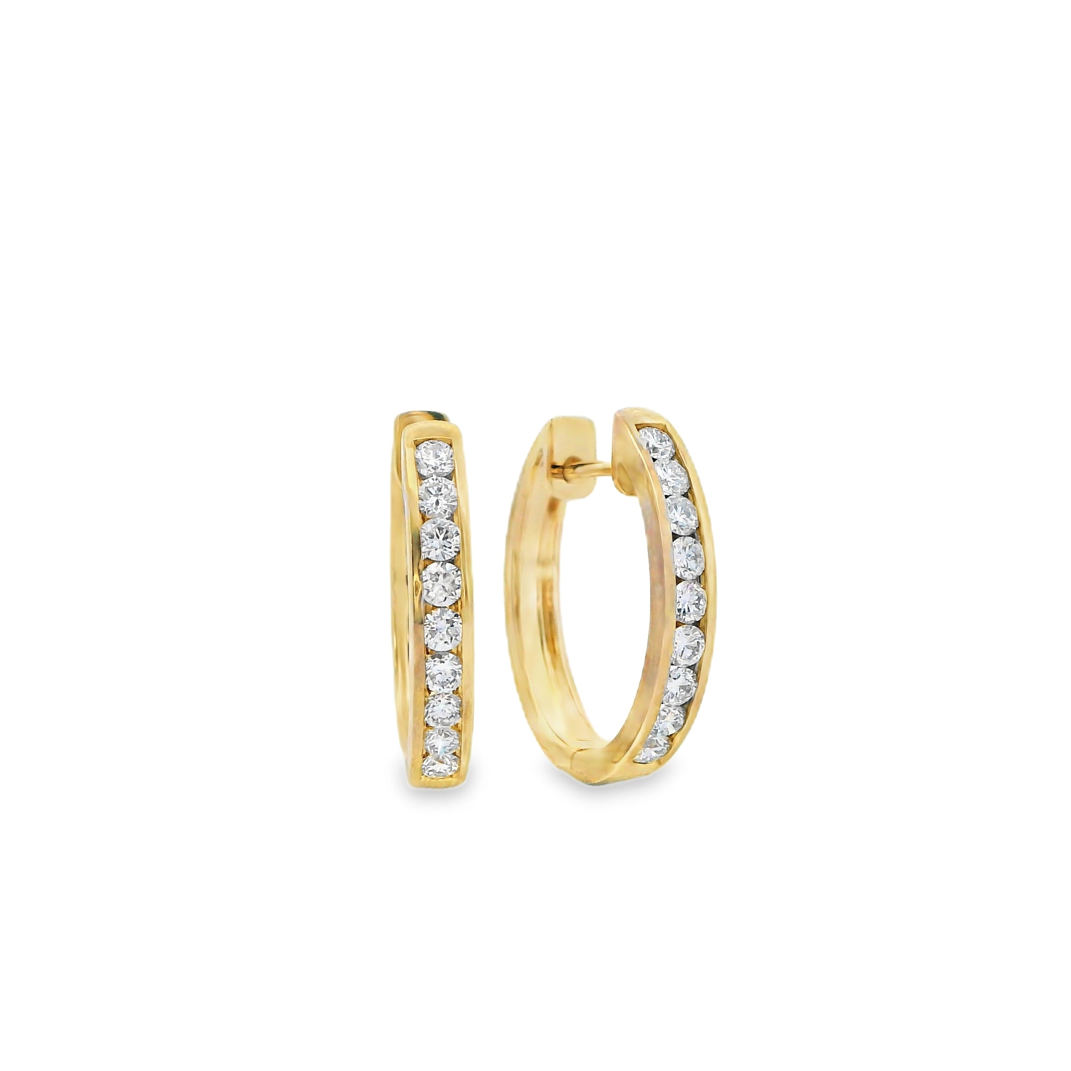 9ct Yellow Gold Channel Set Lab Grown Diamond Hoop Earrings - 0.60ct TDW