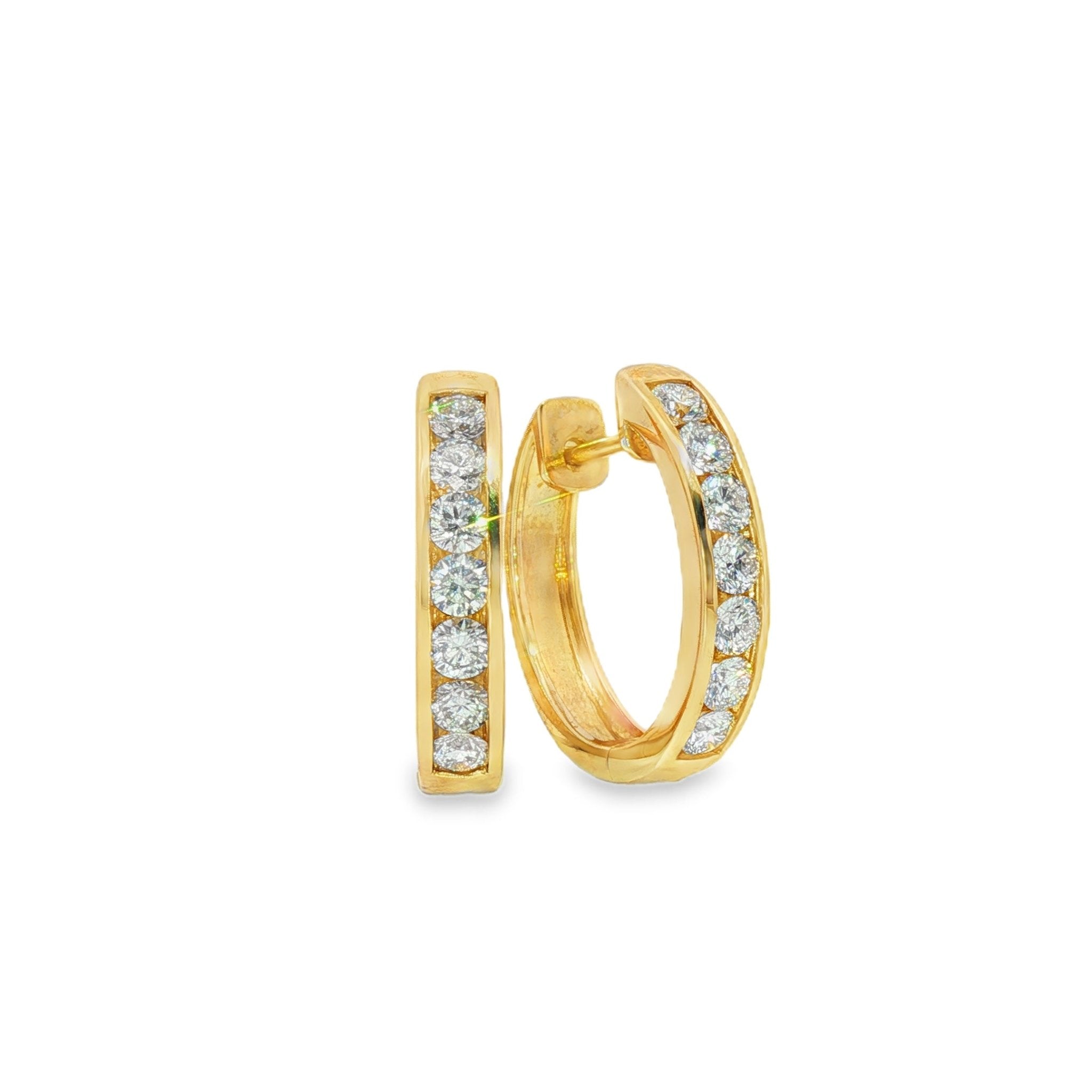 1.00ct Channel-Set Lab-Grown Diamond Hoop Earrings in 9ct Yellow Gold - Diamond Lab Boutique