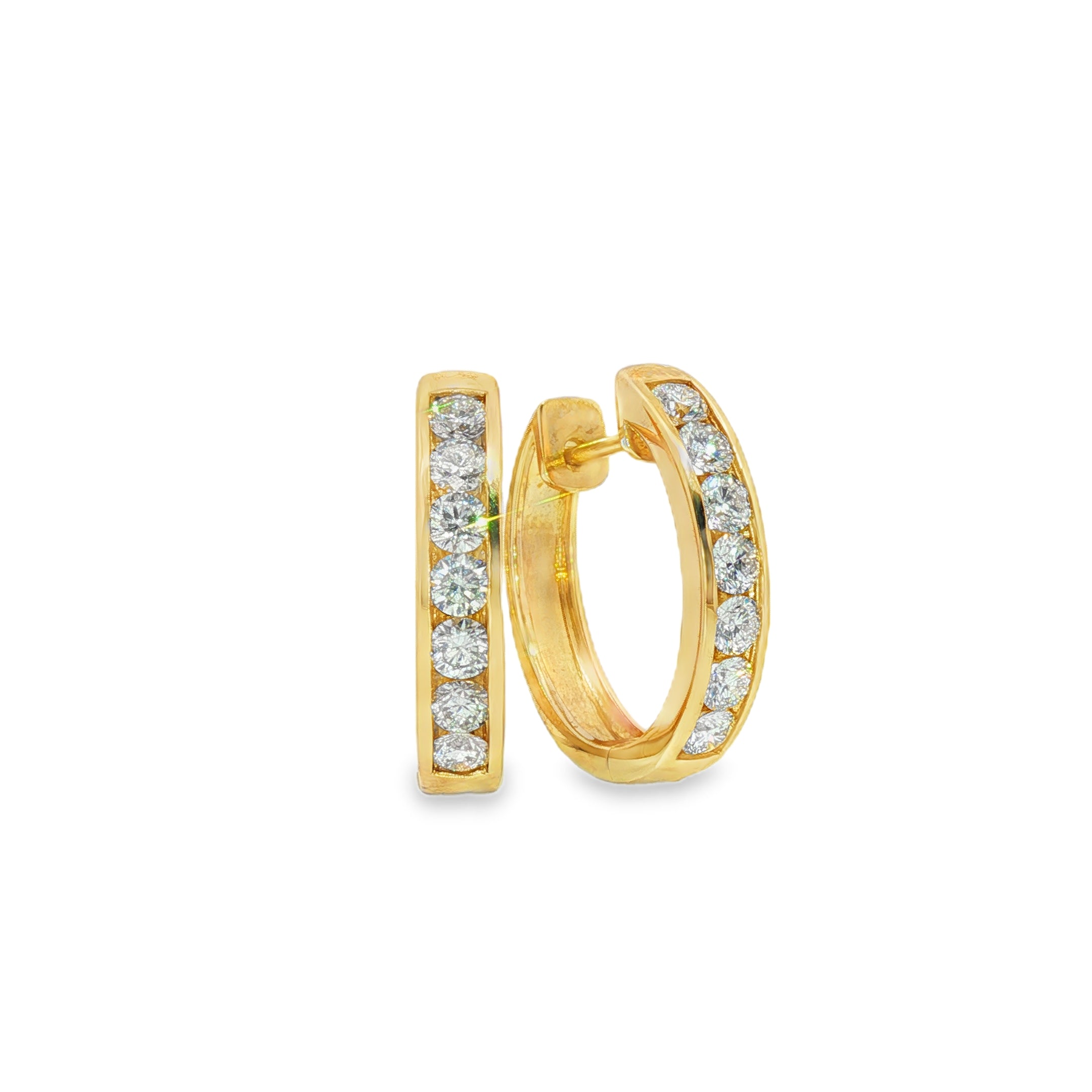 9ct Yellow Gold Channel Set Lab Grown Diamond Hoop Earrings – 1.00ct TDW