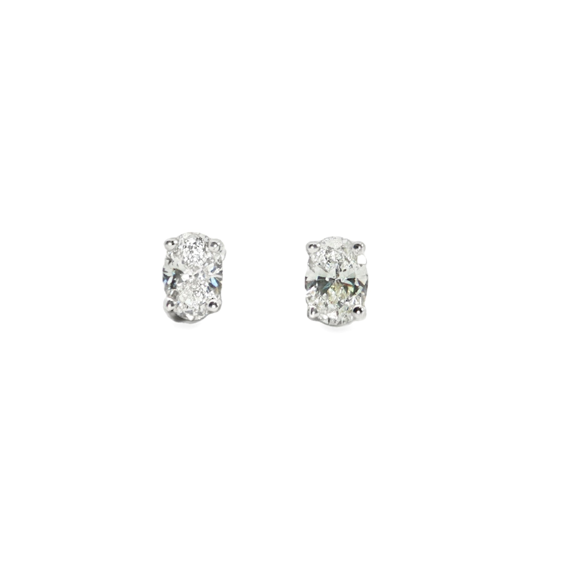 9ct White Gold Oval Claw Set Lab Grown Diamond Earrings – 0.40ct TDW