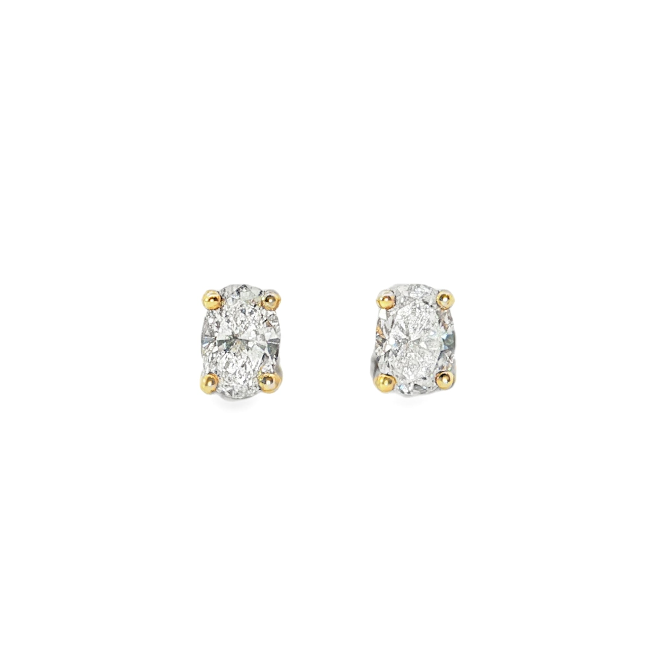 9ct Yellow Gold Oval Claw Set Lab Grown Diamond Earrings – 0.40ct TDW