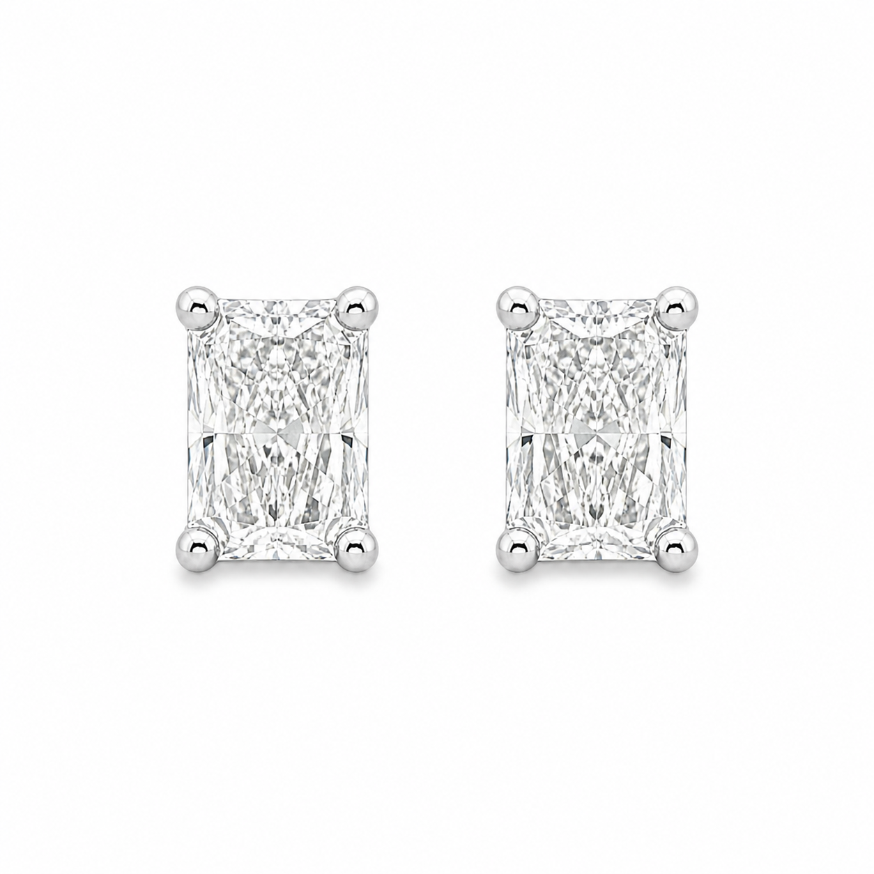 9ct White Gold Radiant Cut Lab Grown Diamond Stud Earrings – 0.30ct TDW