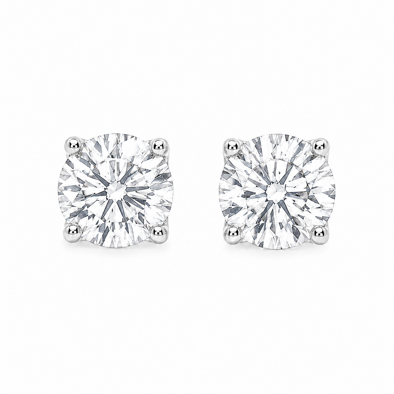 9ct White Gold Tulip 4-Claw Round Lab Grown Diamond Earrings – 1.50ct TDW