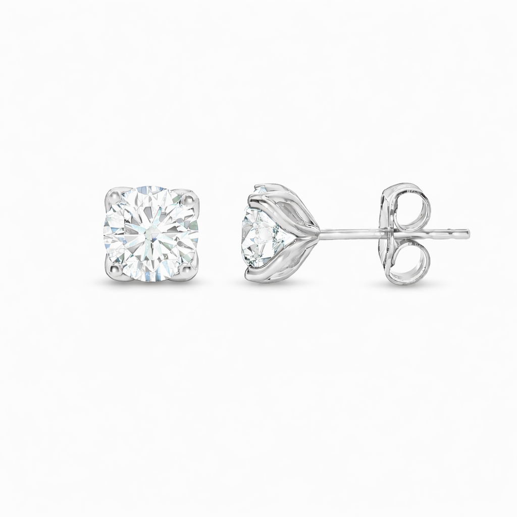 18ct White Gold Tulip 4 Claw Round Lab Grown Diamond Stud Earrings – 2.00ct TDW