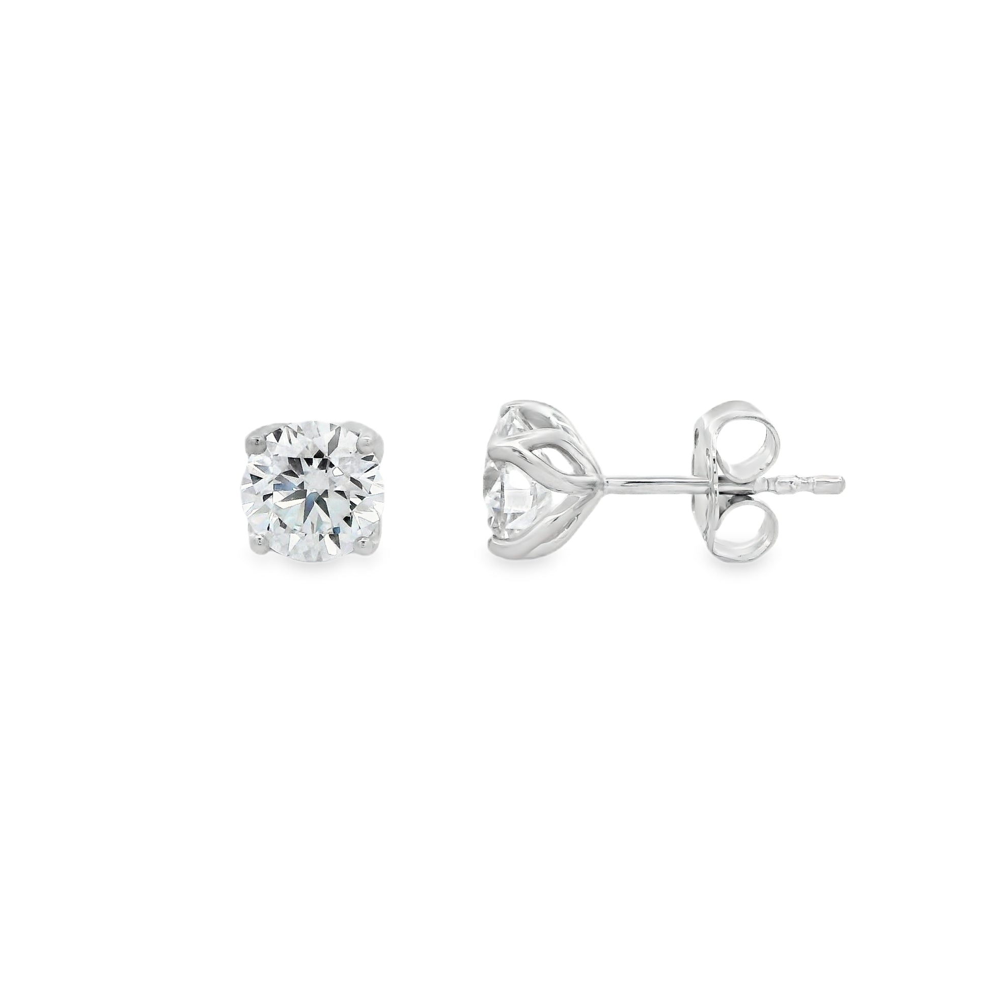 9ct White Gold Tulip 4-Claw Round Lab Grown Diamond Earrings - 2.00ct TDW