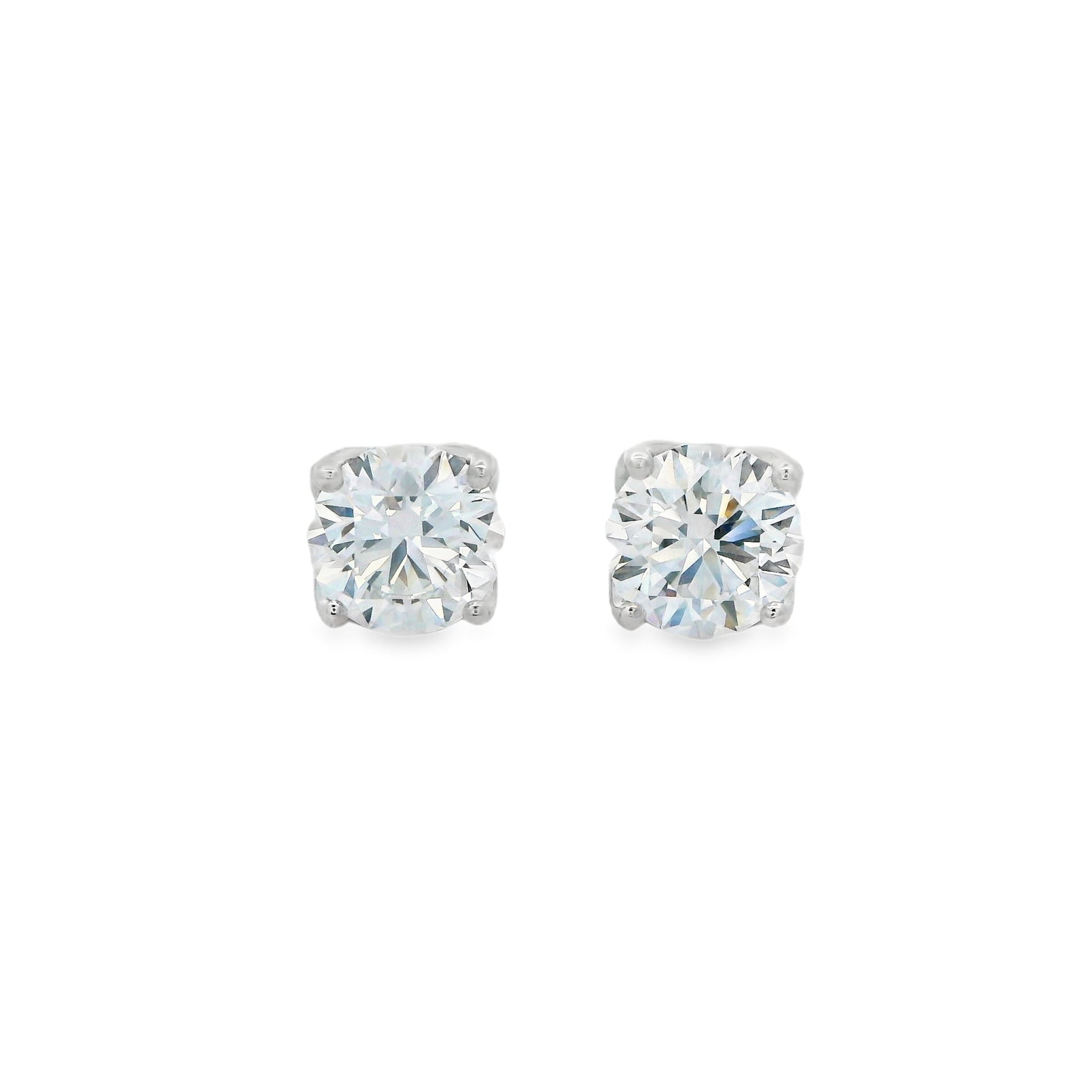 9ct White Gold Tulip 4-Claw Round Lab Grown Diamond Earrings - 2.00ct TDW