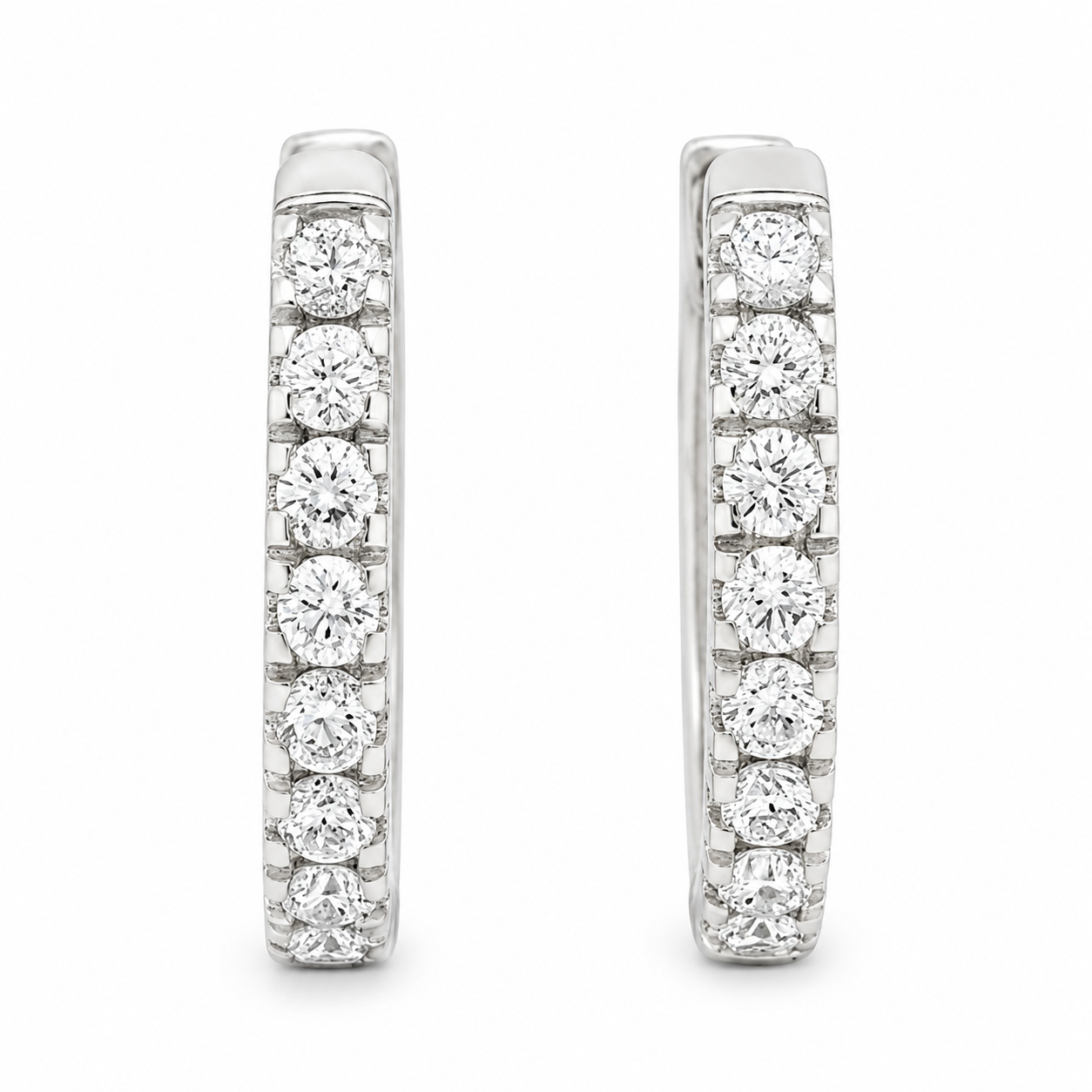 9ct White Gold Round Lab Grown Diamond Hoop Earrings – 0.30ct TDW