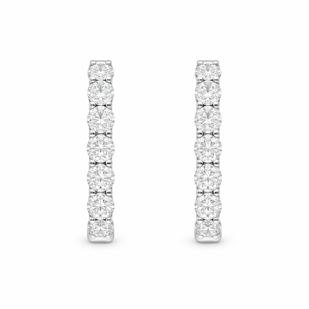9ct White Gold Inside/Outside Lab Grown Diamond Hoop Earrings – 3.50ct TDW
