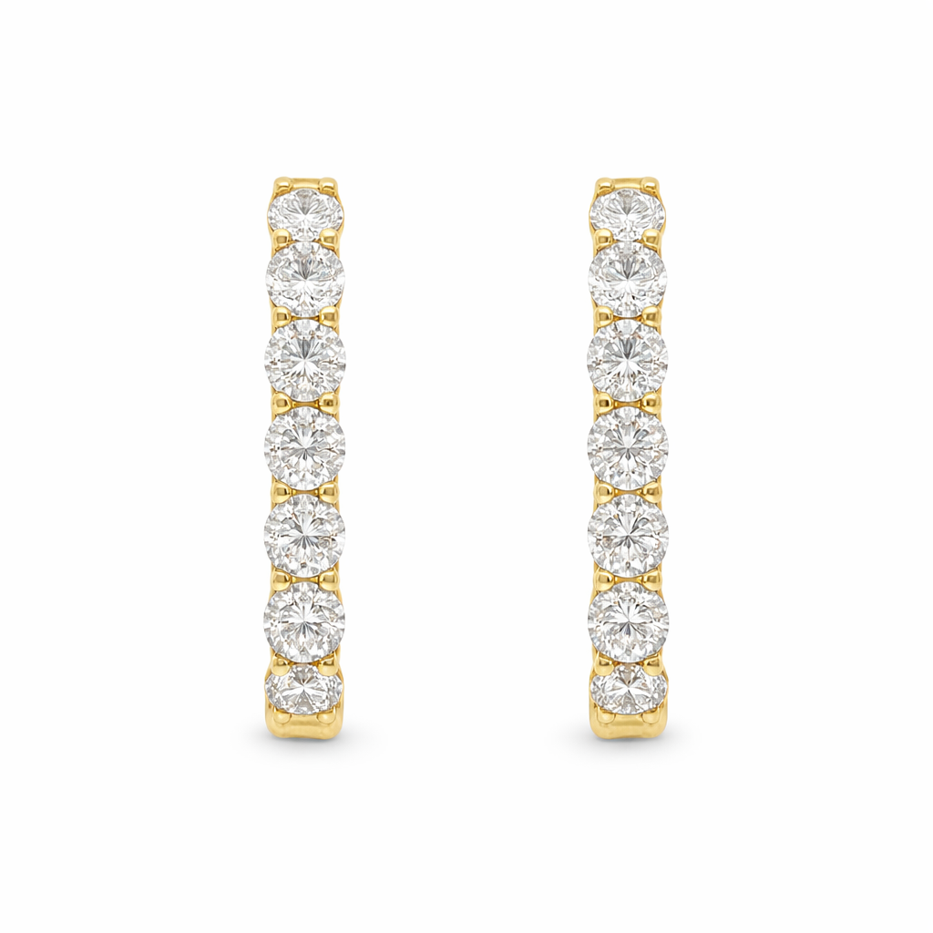 9ct Yellow Gold Inside/Outside Lab Grown Diamond Hoop Earrings – 3.50ct TDW