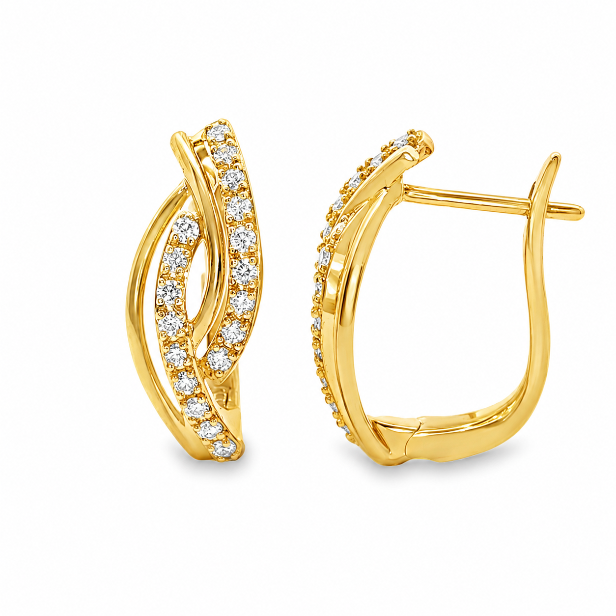 9ct Yellow Gold Lab Grown Diamond Fancy Hoop Earrings with French Clip – 0.25ct TDW