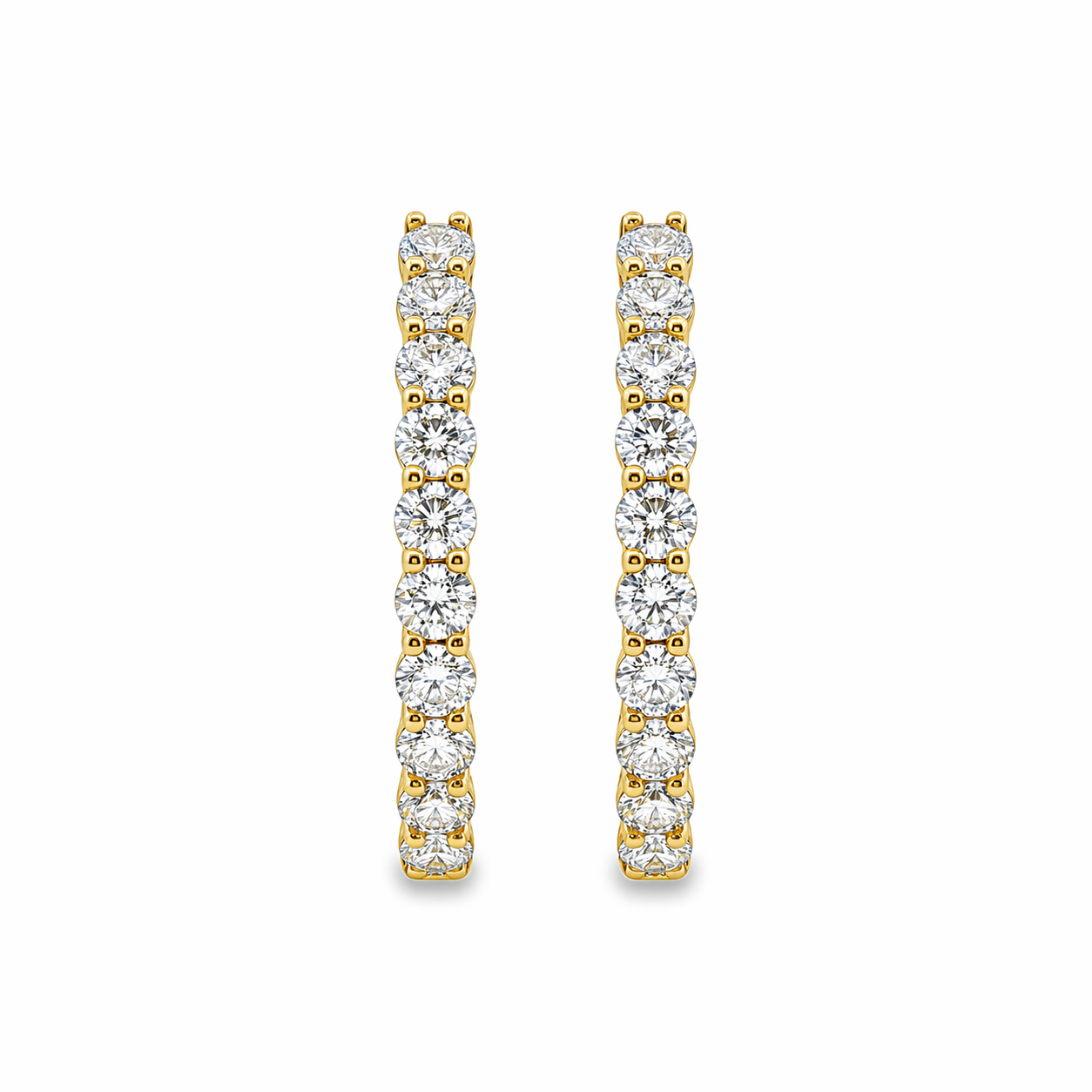 9ct Yellow Gold Oval Inside/Outside Lab Grown Diamond Hoop Earrings – 5.20ct TDW