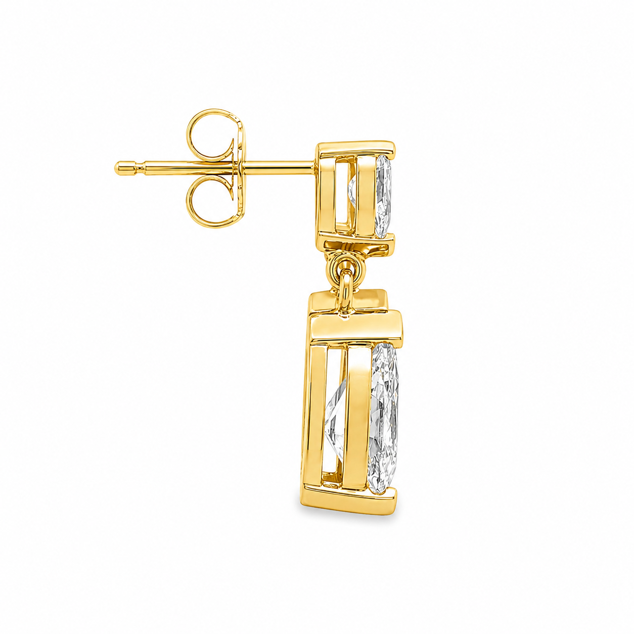 9ct Yellow Gold Pear Cut Lab Grown Diamond Drop Earrings – 3.66ct TDW