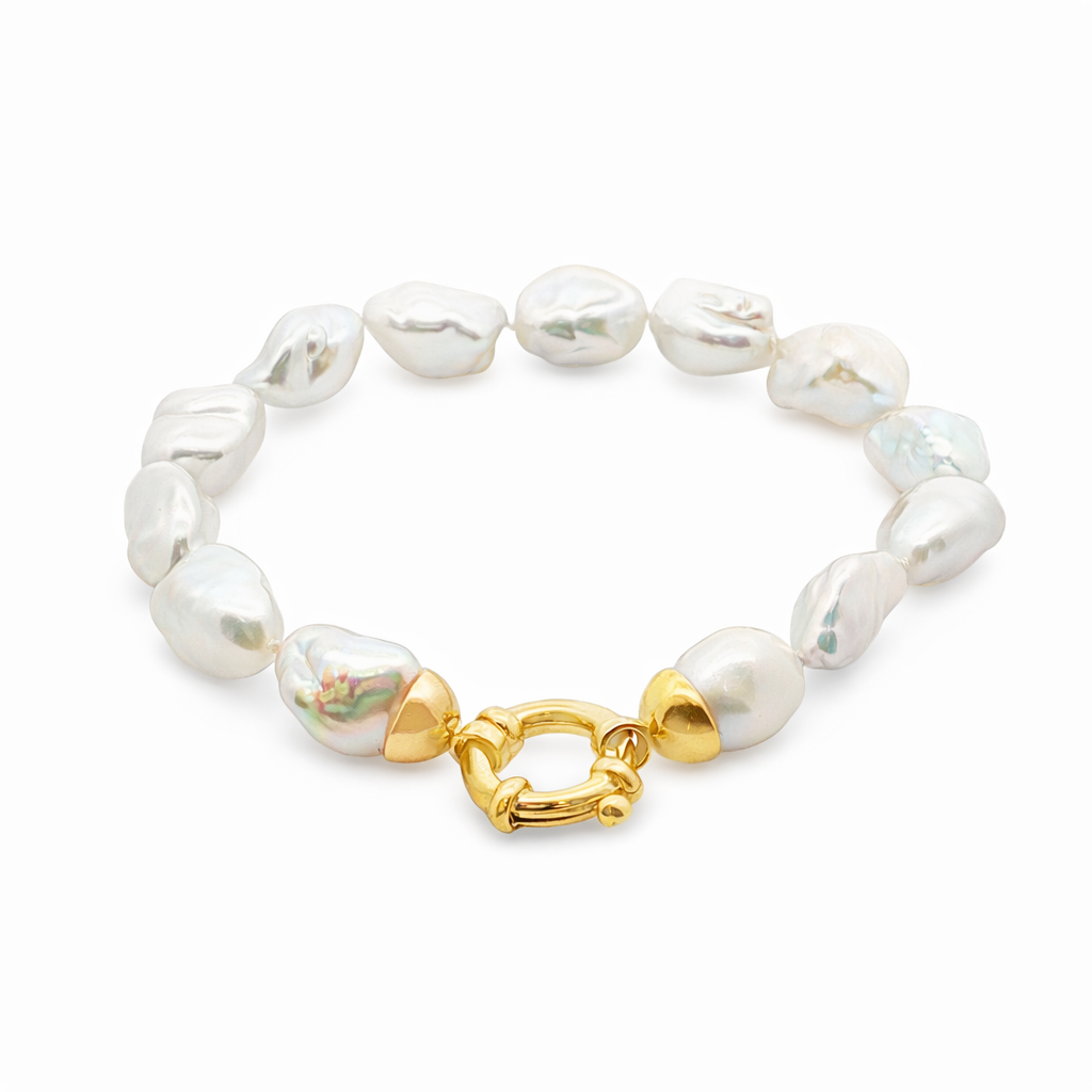 9ct Yellow Gold Keshi Pearl Bracelet – 19cm