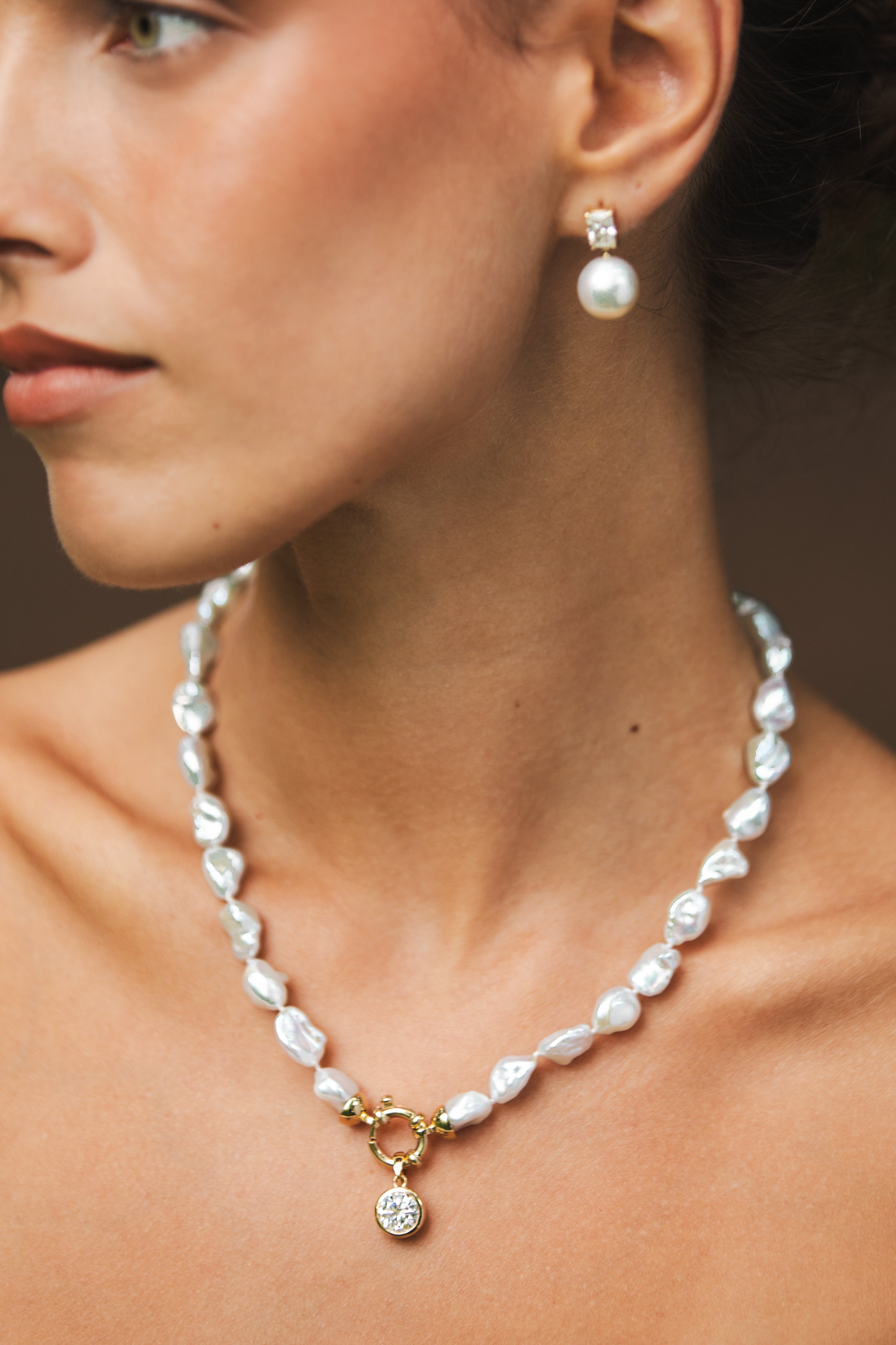 9ct Yellow Gold Keshi Pearl Strand Necklace – 50cm