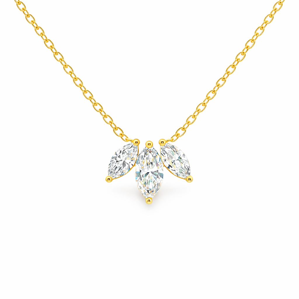9ct Yellow Gold Marquise Cut Lab Grown Diamond Necklace – 1.50ct TDW