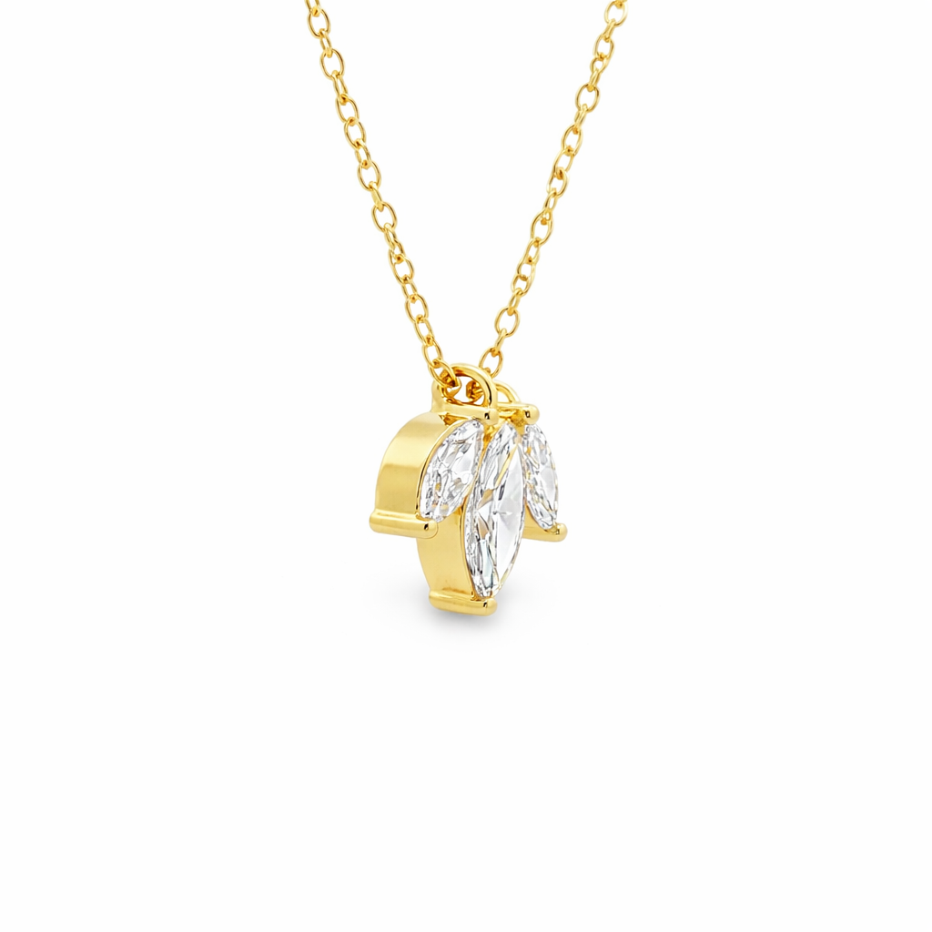 9ct Yellow Gold Marquise Cut Lab Grown Diamond Necklace – 1.50ct TDW