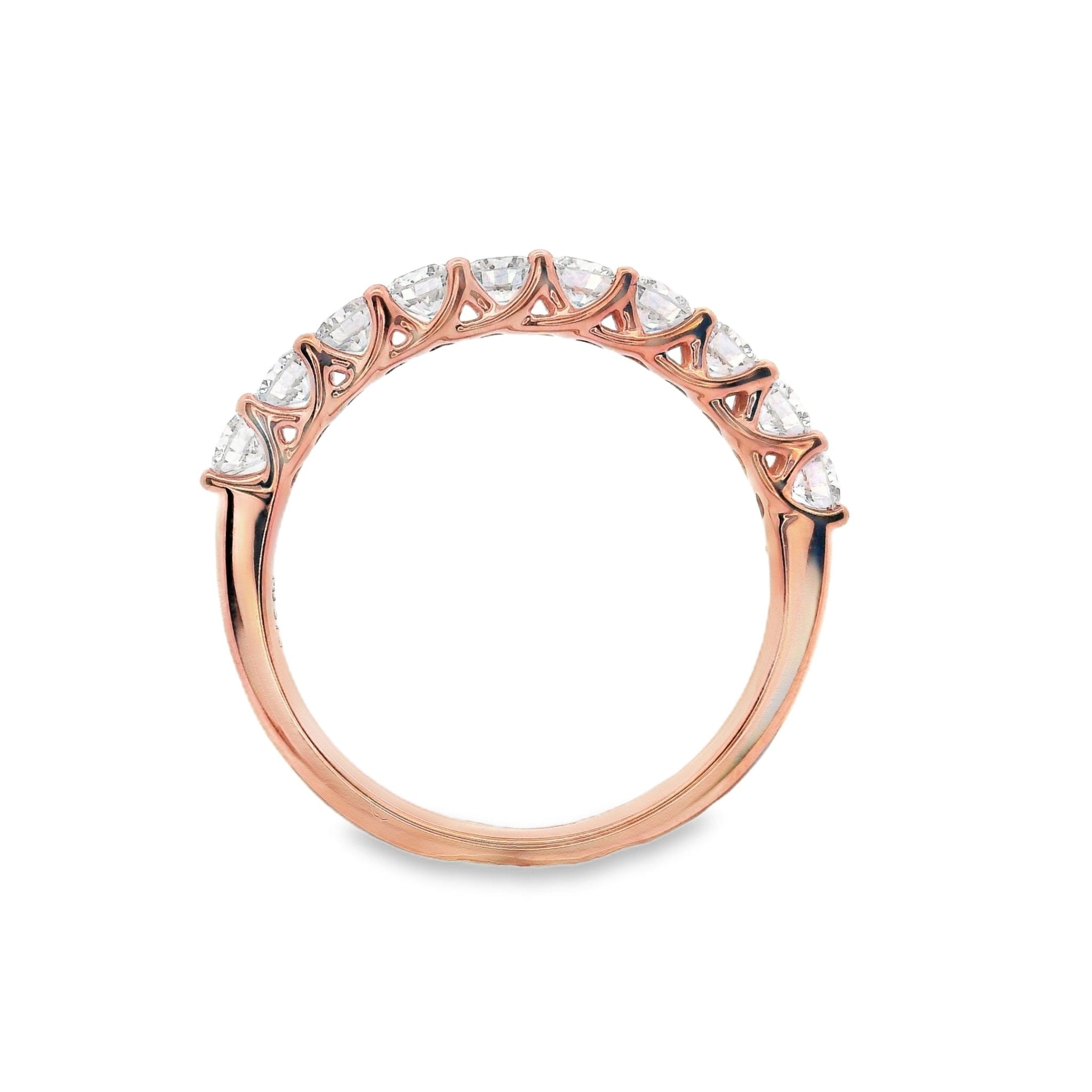 9ct Rose Gold Round Lab Grown Diamond Claw Set Wedding Band – 0.85ct TDW - Diamond Lab Boutique