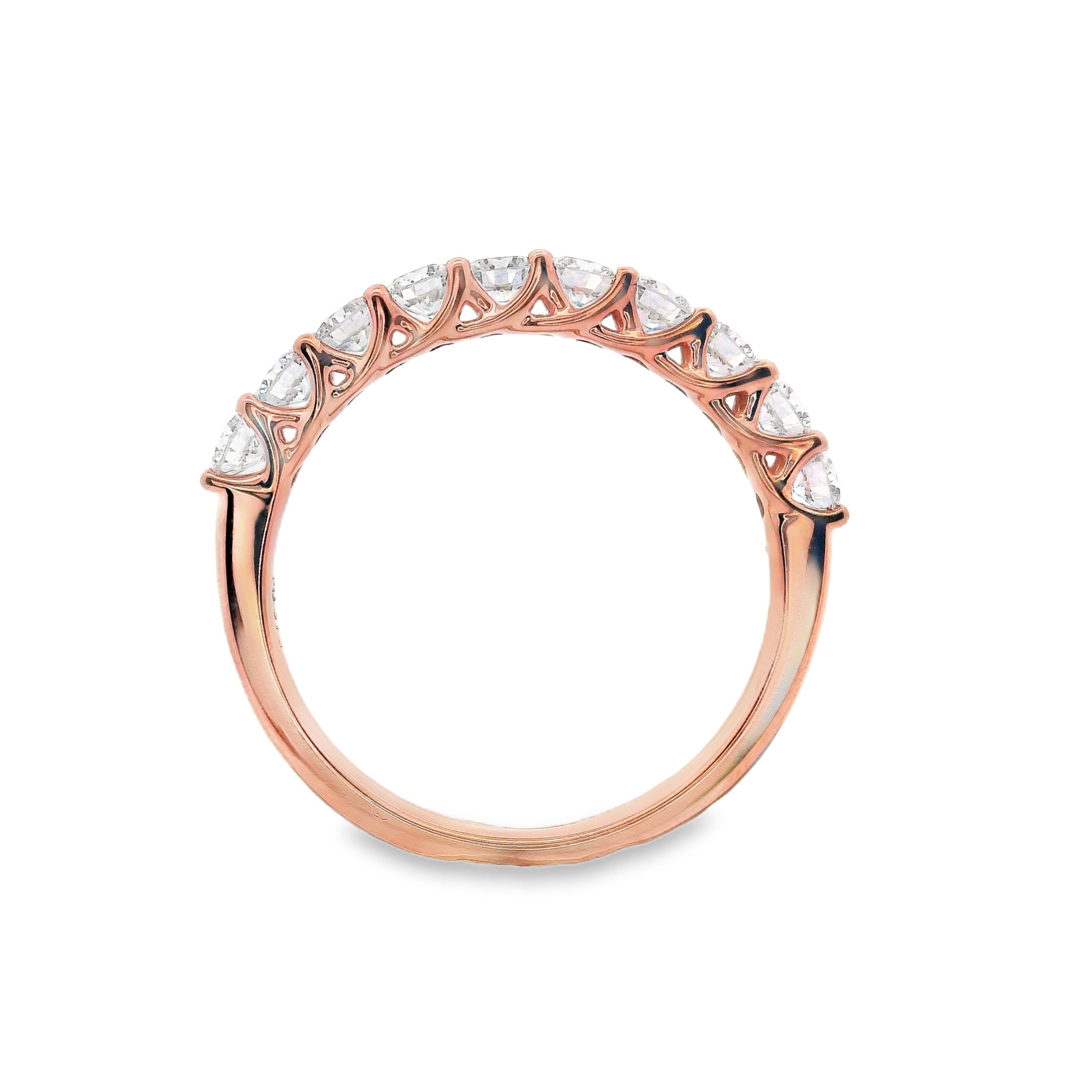 9ct Rose Gold Round Lab Grown Diamond Claw Set Wedding Band – 0.85ct TDW