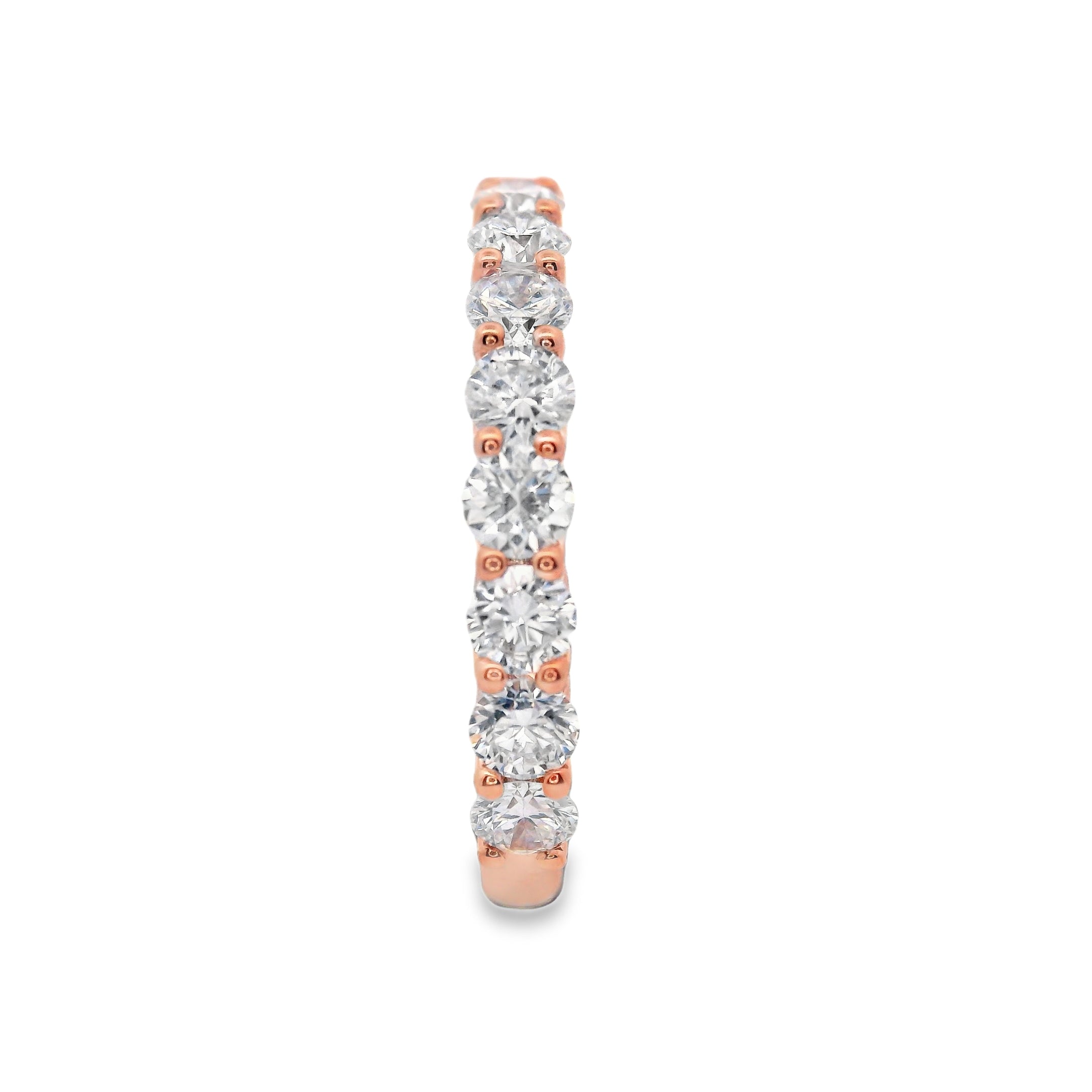 9ct Rose Gold Round Lab Grown Diamond Claw Set Wedding Band – 0.85ct TDW