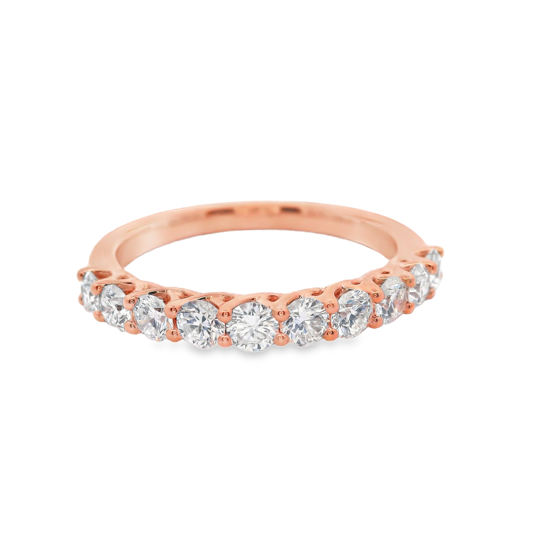 9ct Rose Gold Round Lab Grown Diamond Claw Set Wedding Band – 0.85ct TDW