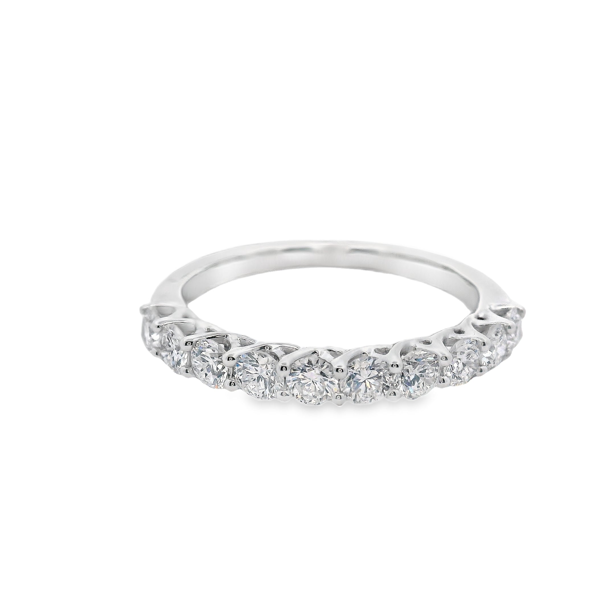 9ct White Gold Round Lab Grown Diamond Claw Set Wedding Band – 0.85ct TDW