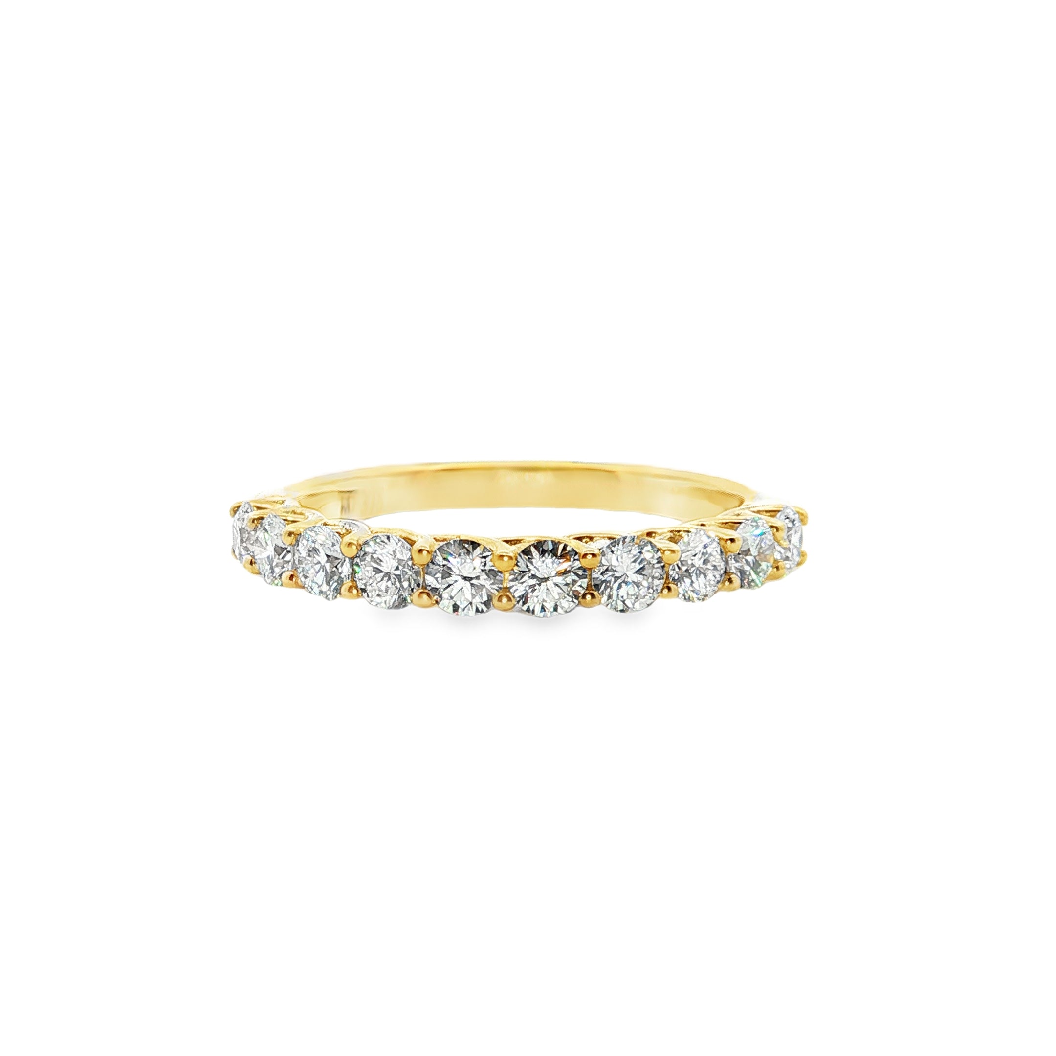 9ct Yellow Gold Round Lab Grown Diamond Claw Set Band – 0.85ct TDW