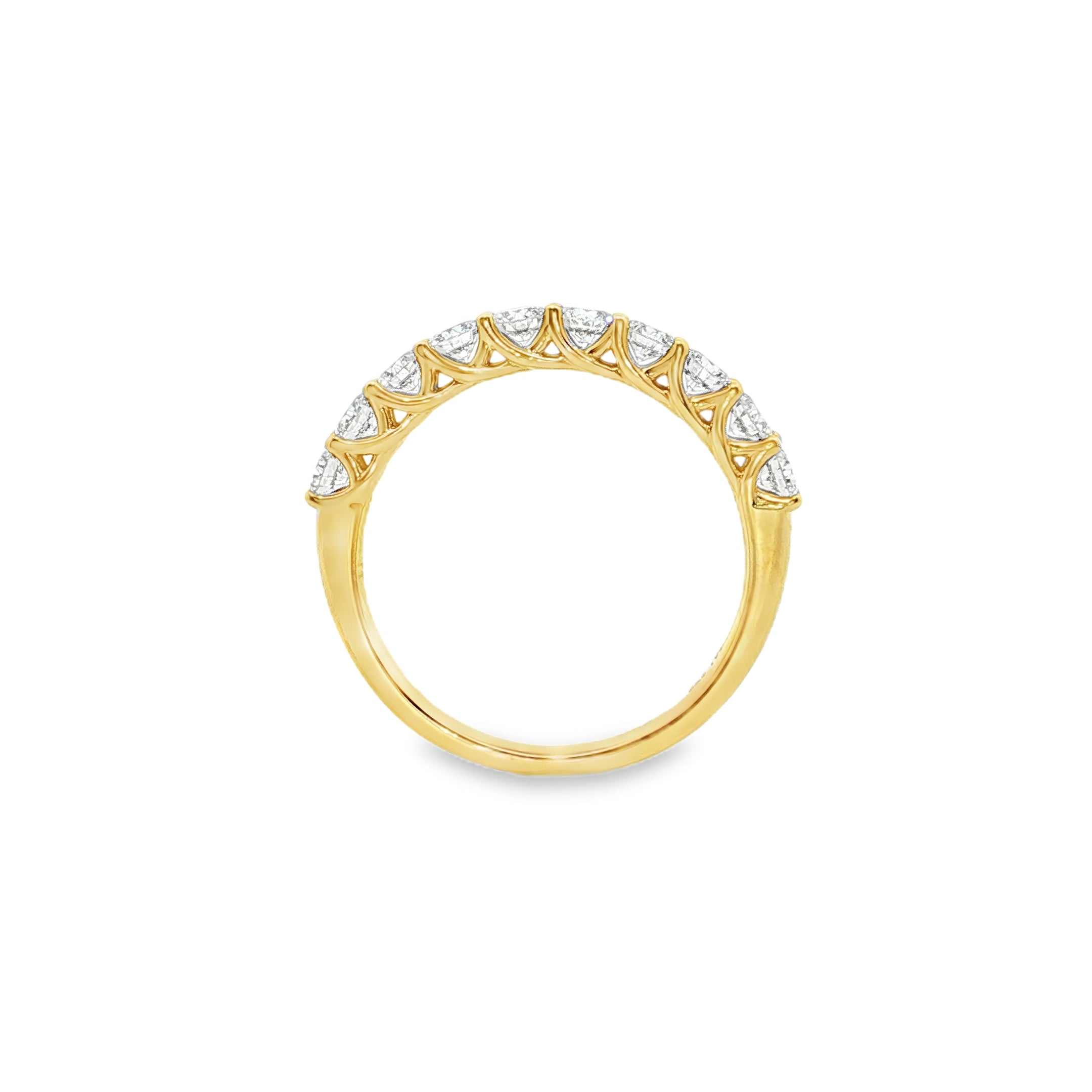 9ct Yellow Gold Round Lab Grown Diamond Claw Set Band – 0.85ct TDW