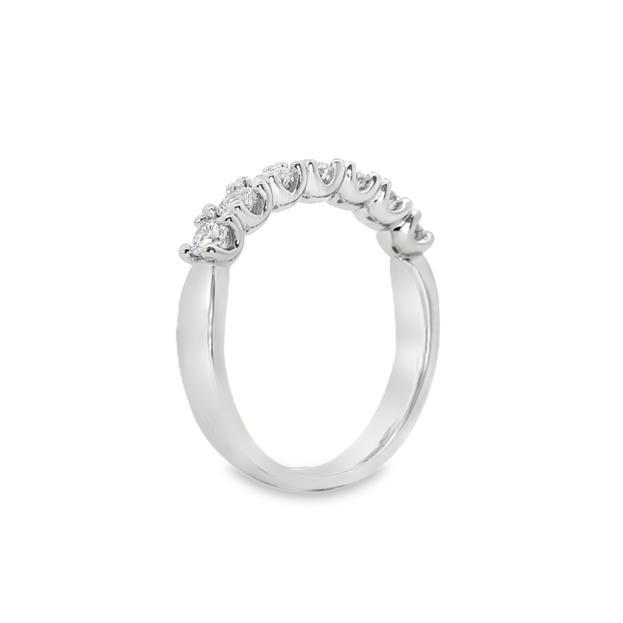 18ct White Gold Round Lab Grown Diamond Claw Set Wedding Band – 0.75ct TDW