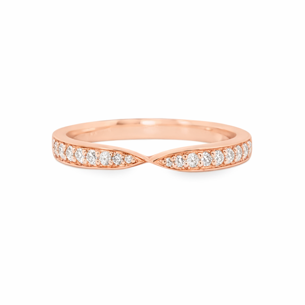 9ct Rose Gold Round Lab Grown Diamond Pinched Wedding Band – 0.20ct TDW