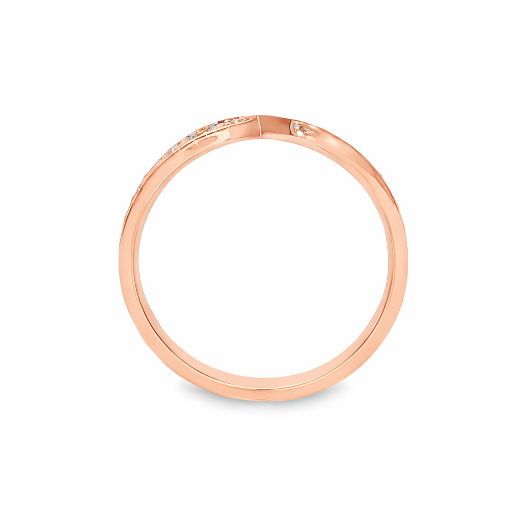 9ct Rose Gold Round Lab Grown Diamond Pinched Wedding Band – 0.20ct TDW