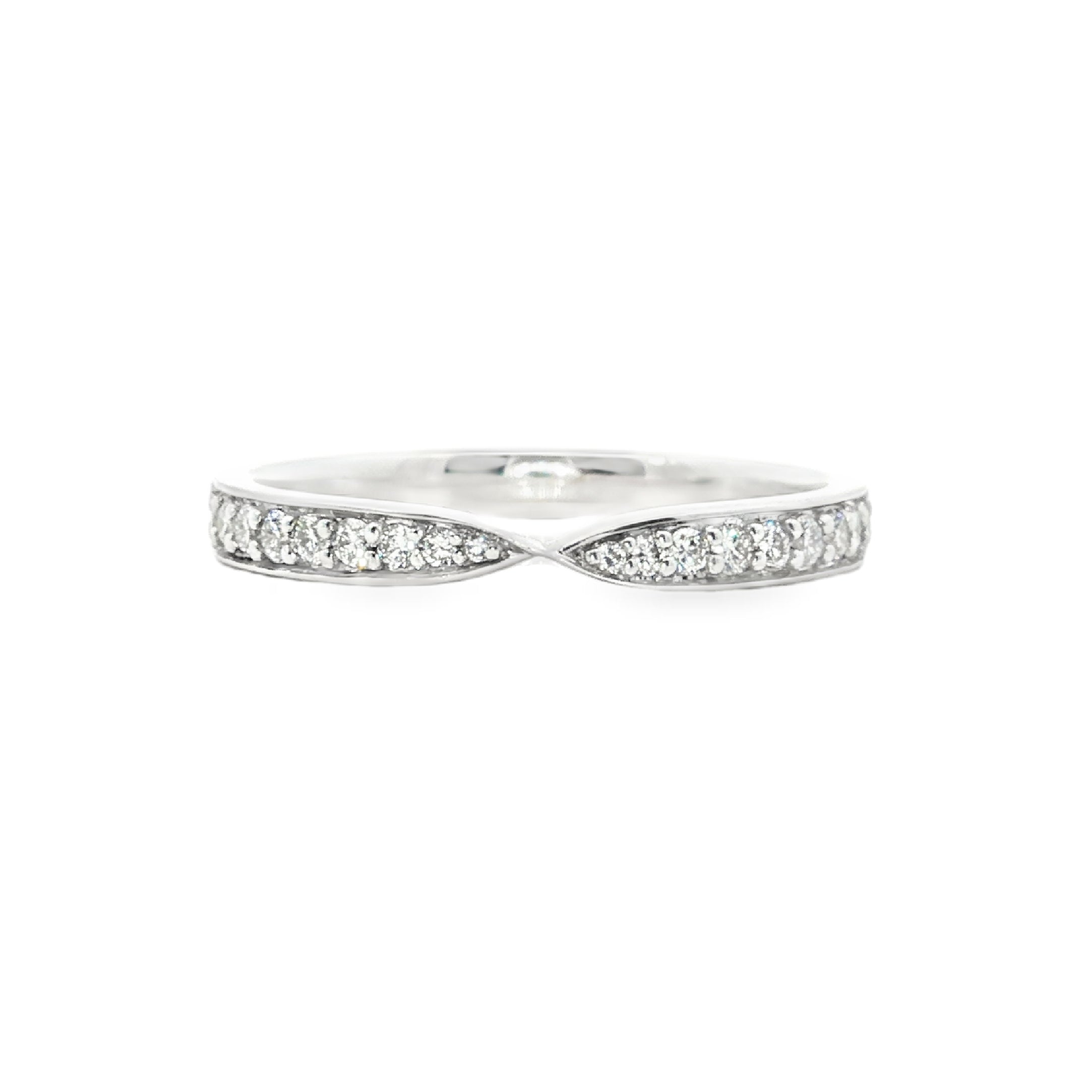 0.20ct Lab-Grown Diamond Pinched Wedding Band in 9ct White Gold, Round