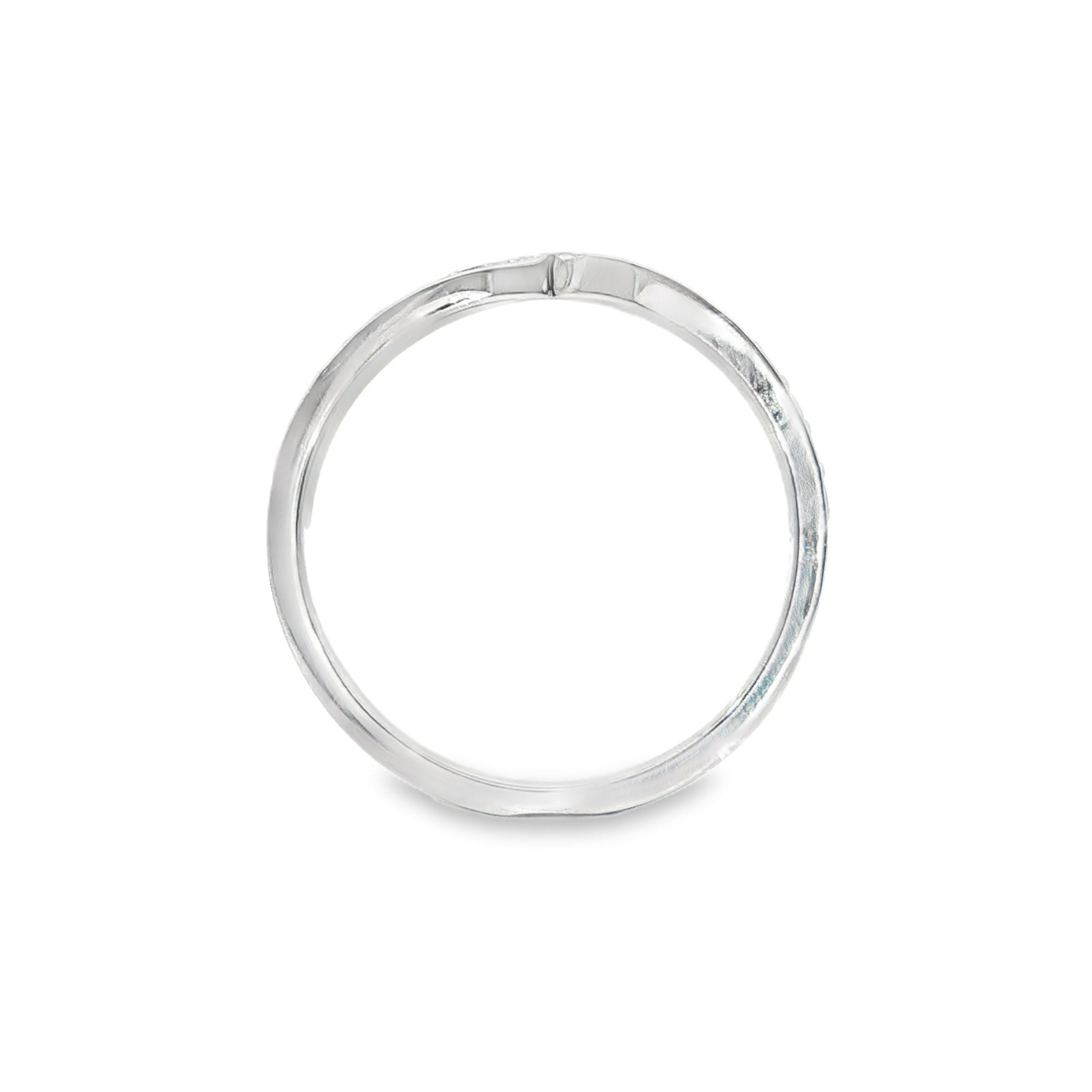 0.20ct Lab-Grown Diamond Pinched Wedding Band in 9ct White Gold, Round