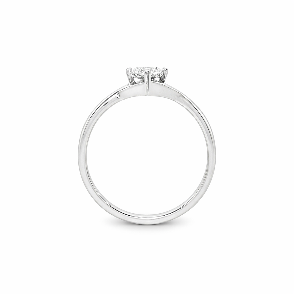 18ct White Gold Round Lab Grown Diamond Twist Shoulder Ring – 0.53ct TDW