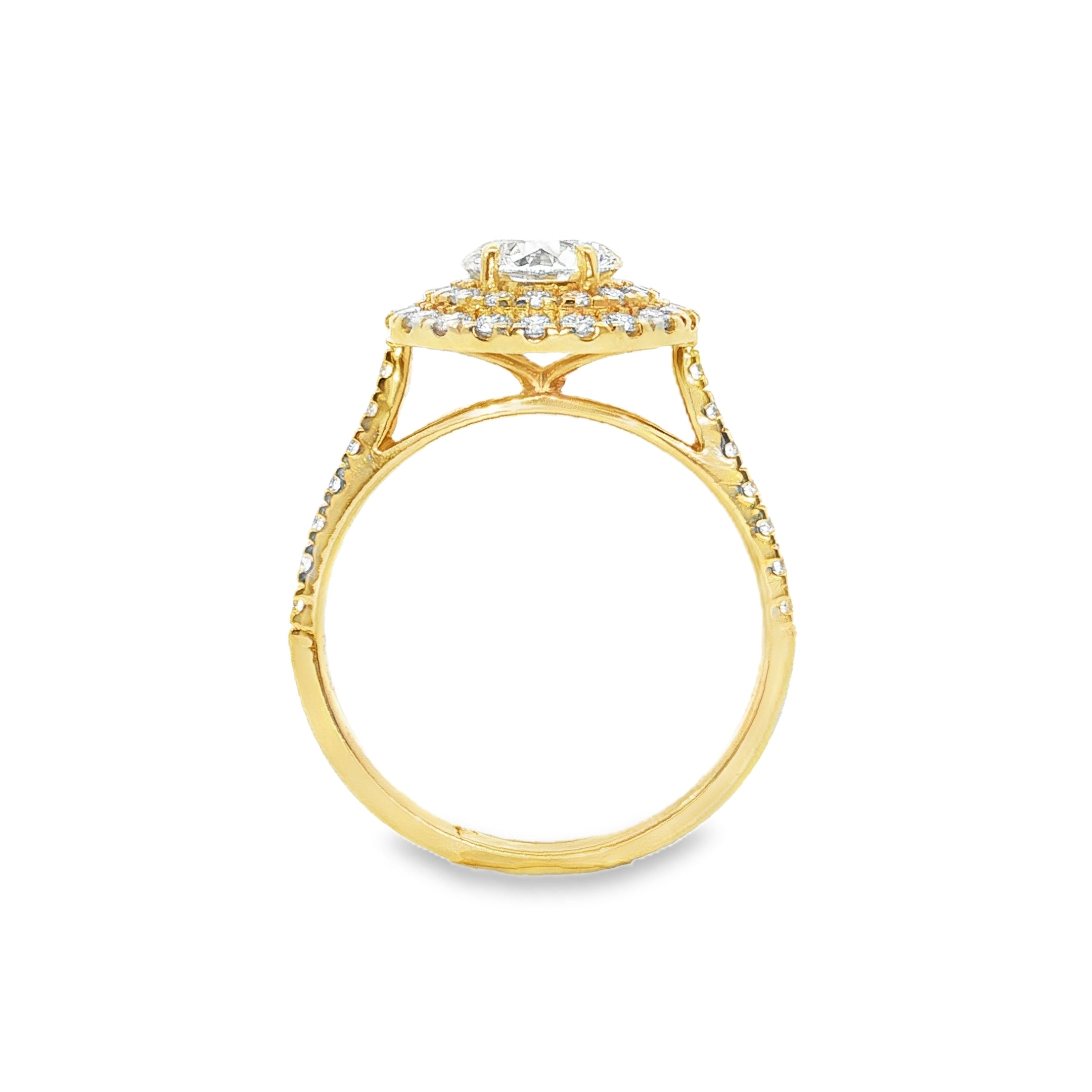18ct Yellow Gold Lab Grown Diamond Double Halo Ring – 1.61ct TDW