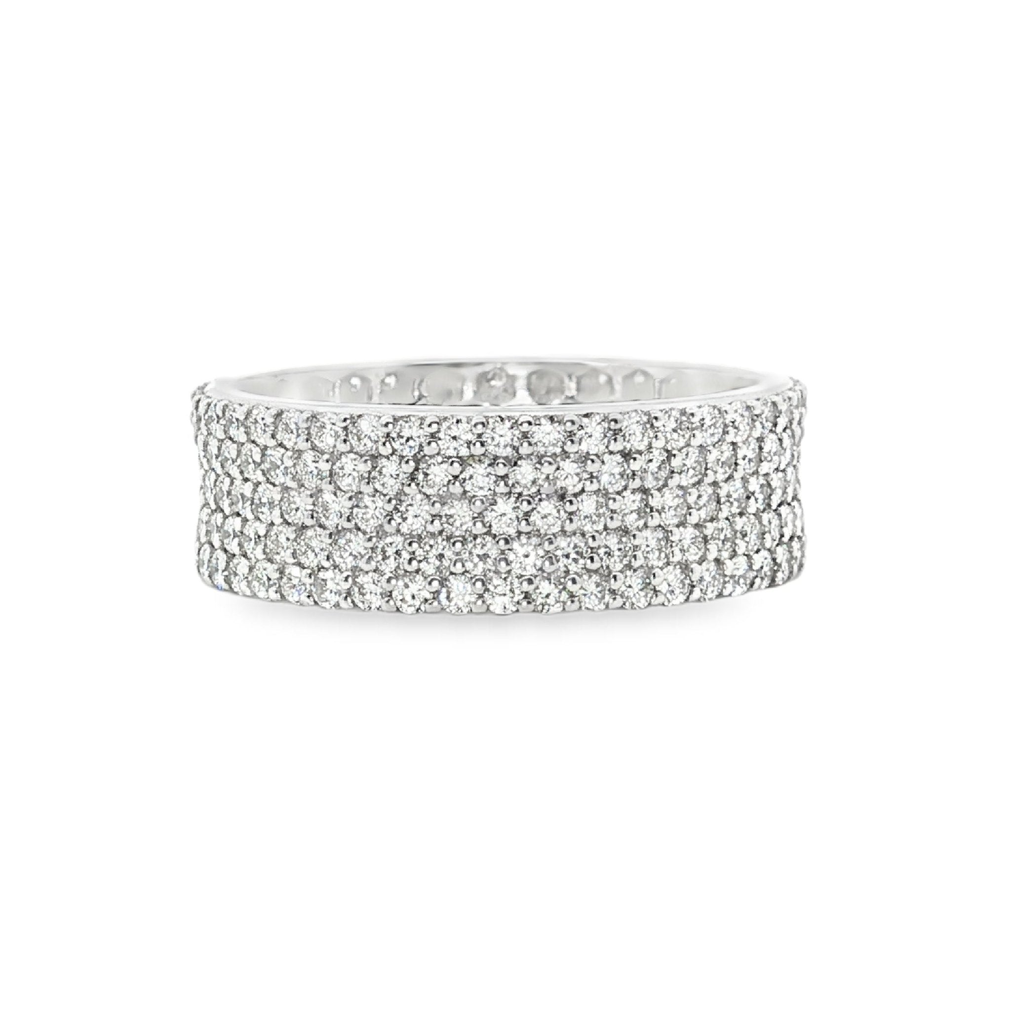 9ct White Gold Wide Lab Grown Diamond Pavé Statement Band – 2.00ct TDW - Diamond Lab Boutique
