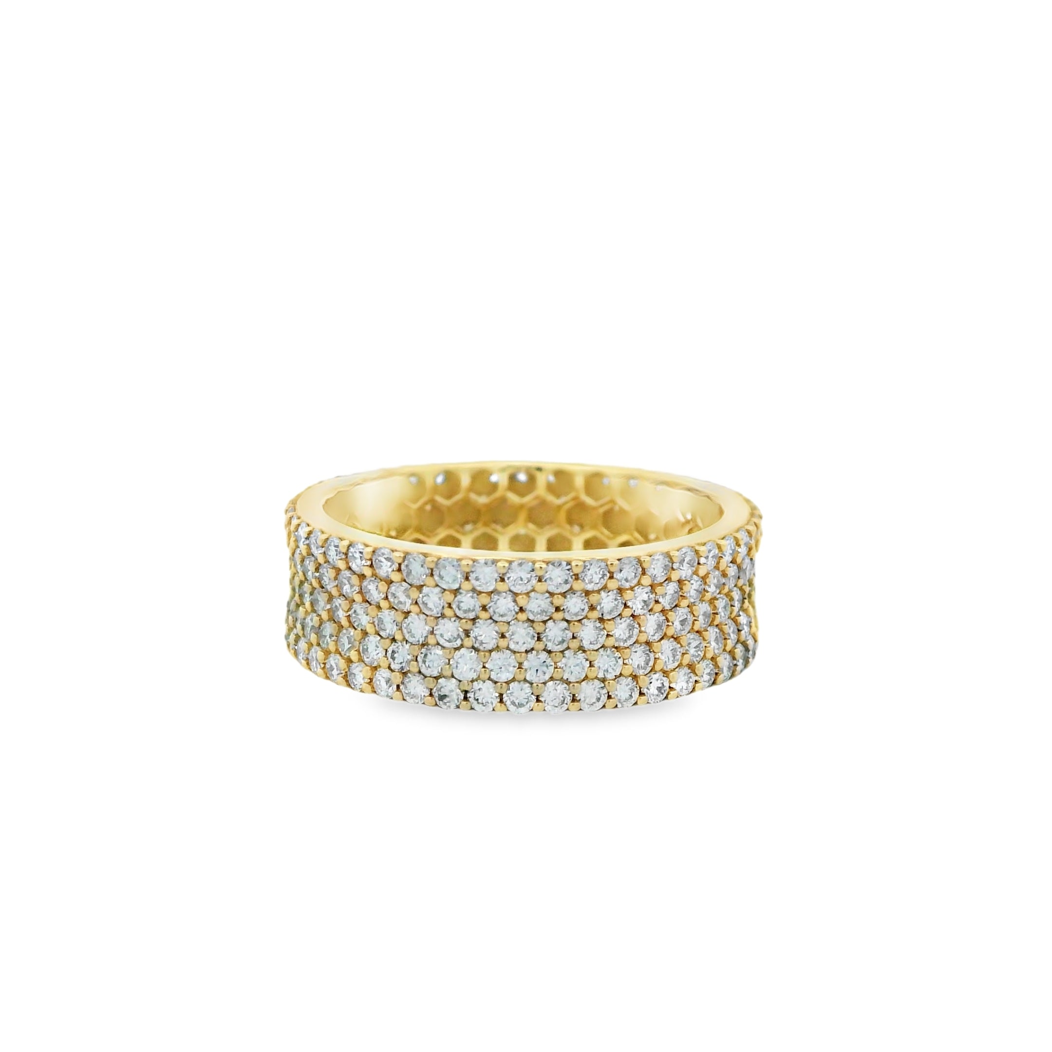9ct Yellow Gold Wide Lab Grown Diamond Pavé Statement Band – 2.00ct TDW