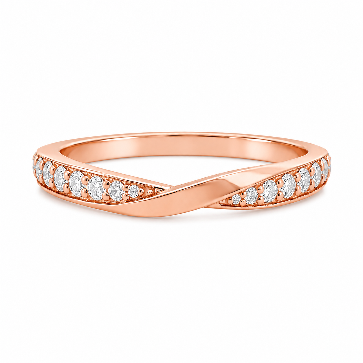 9ct Rose Gold Round Lab Grown Diamond Crossover Band – 0.20ct TDW