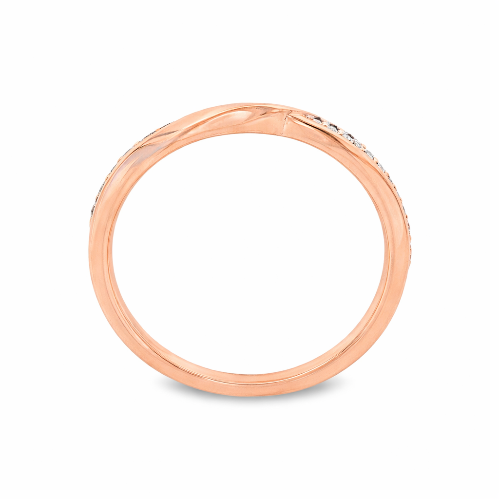 9ct Rose Gold Round Lab Grown Diamond Grain Set Crossover Wedding Band – 0.20ct TDW