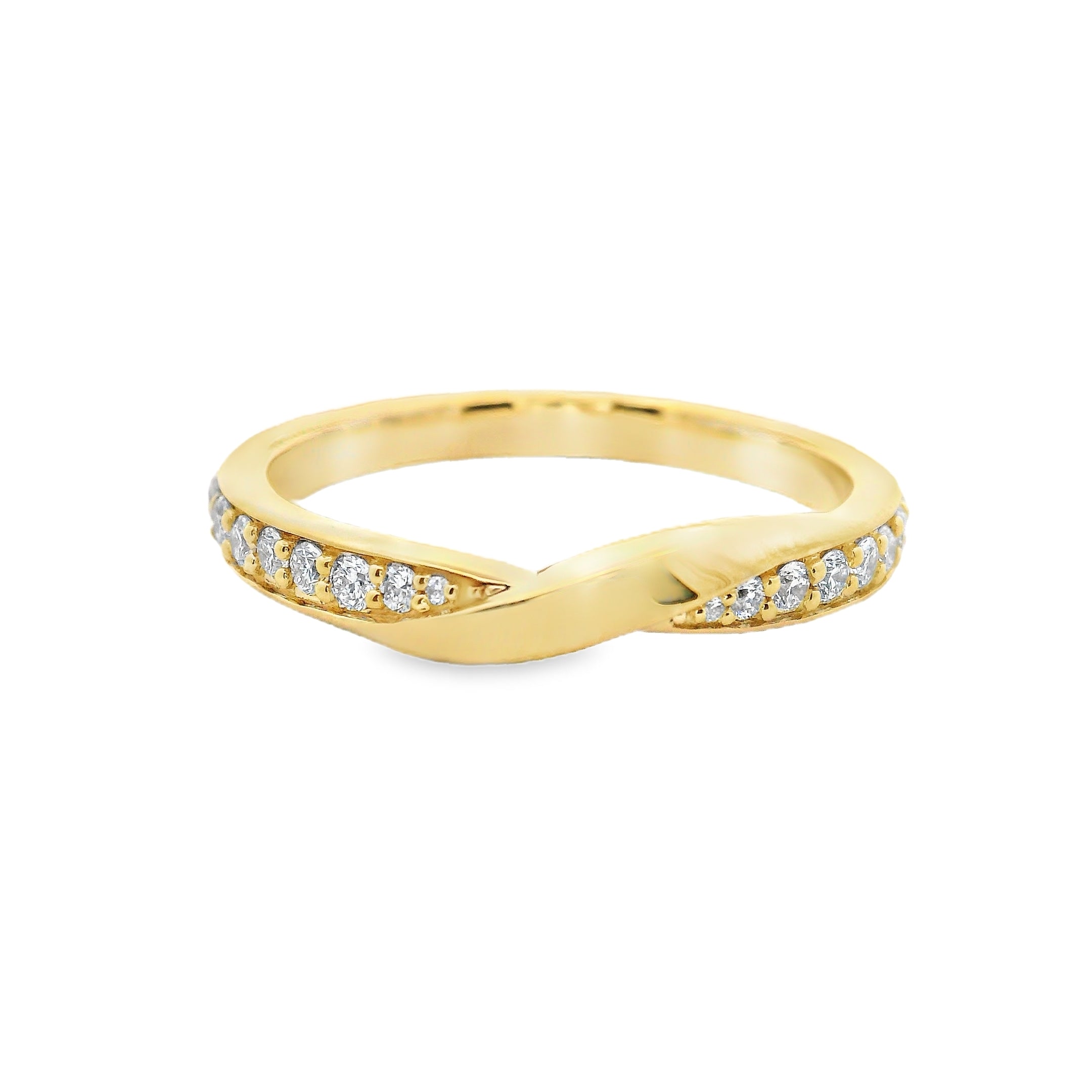 9ct Yellow Gold Round Lab Grown Diamond Band with Plain Crossover Centre – 0.20ct TDW
