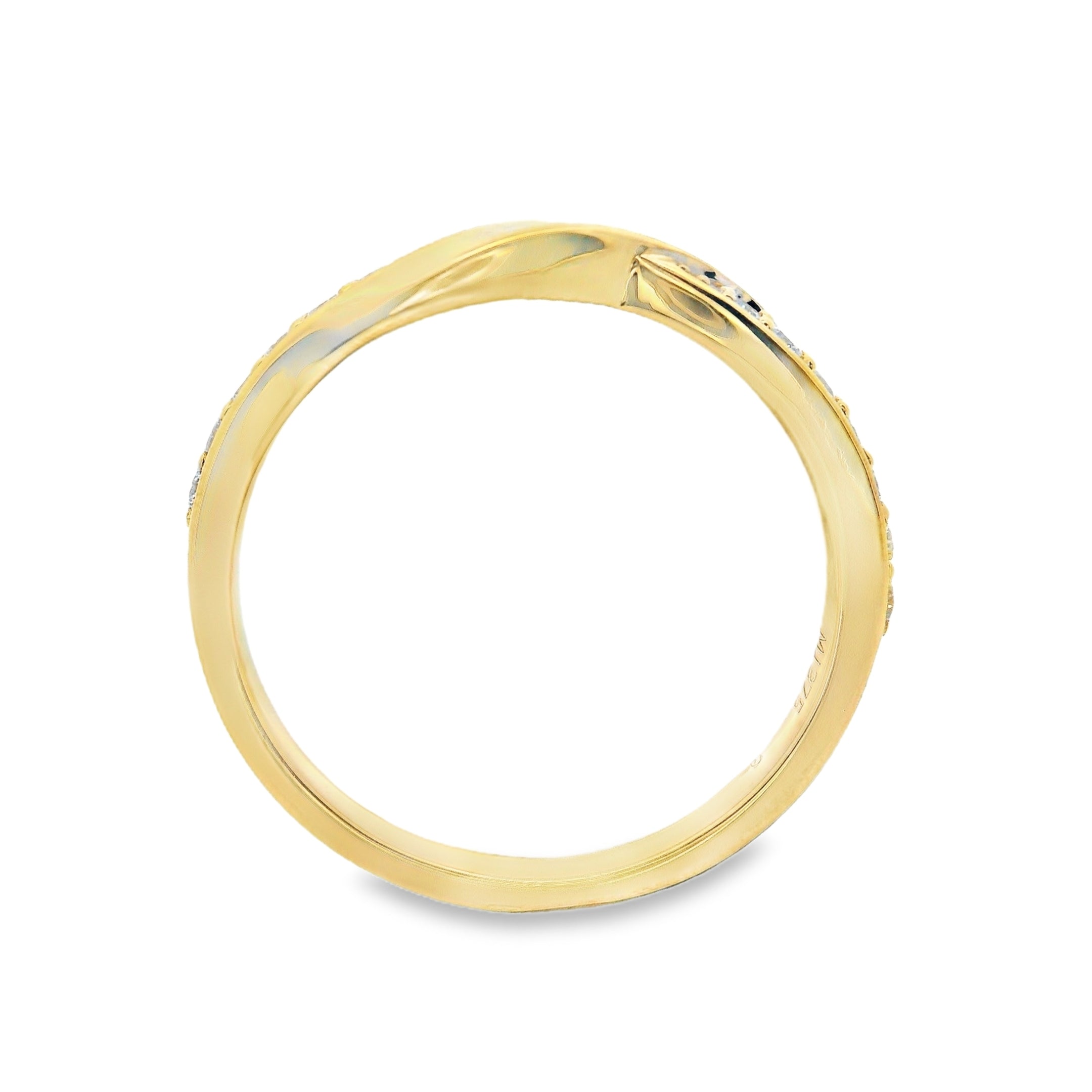 9ct Yellow Gold Round Lab Grown Diamond Band with Plain Crossover Centre – 0.20ct TDW