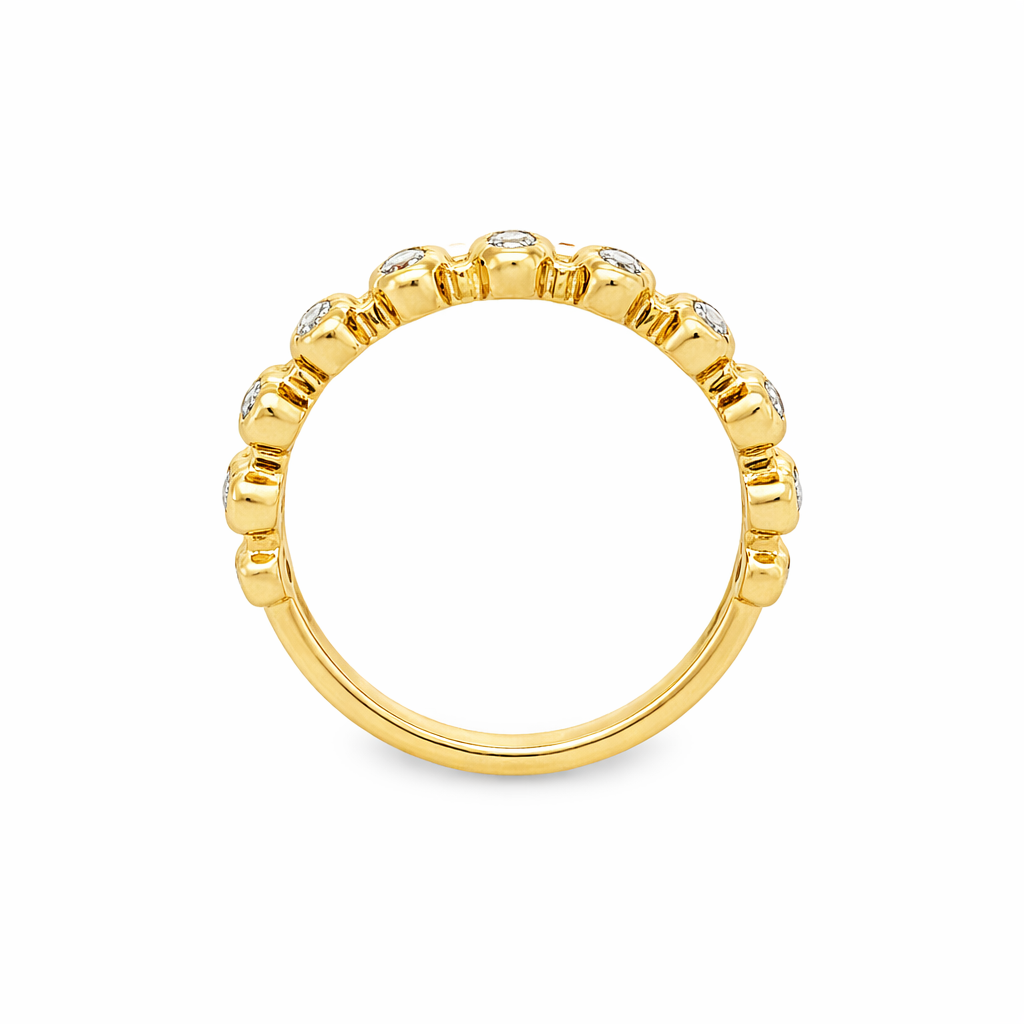 9ct Yellow Gold Round Lab Grown Diamond Multi Band Bezel Statement Ring – 0.60ct TDW